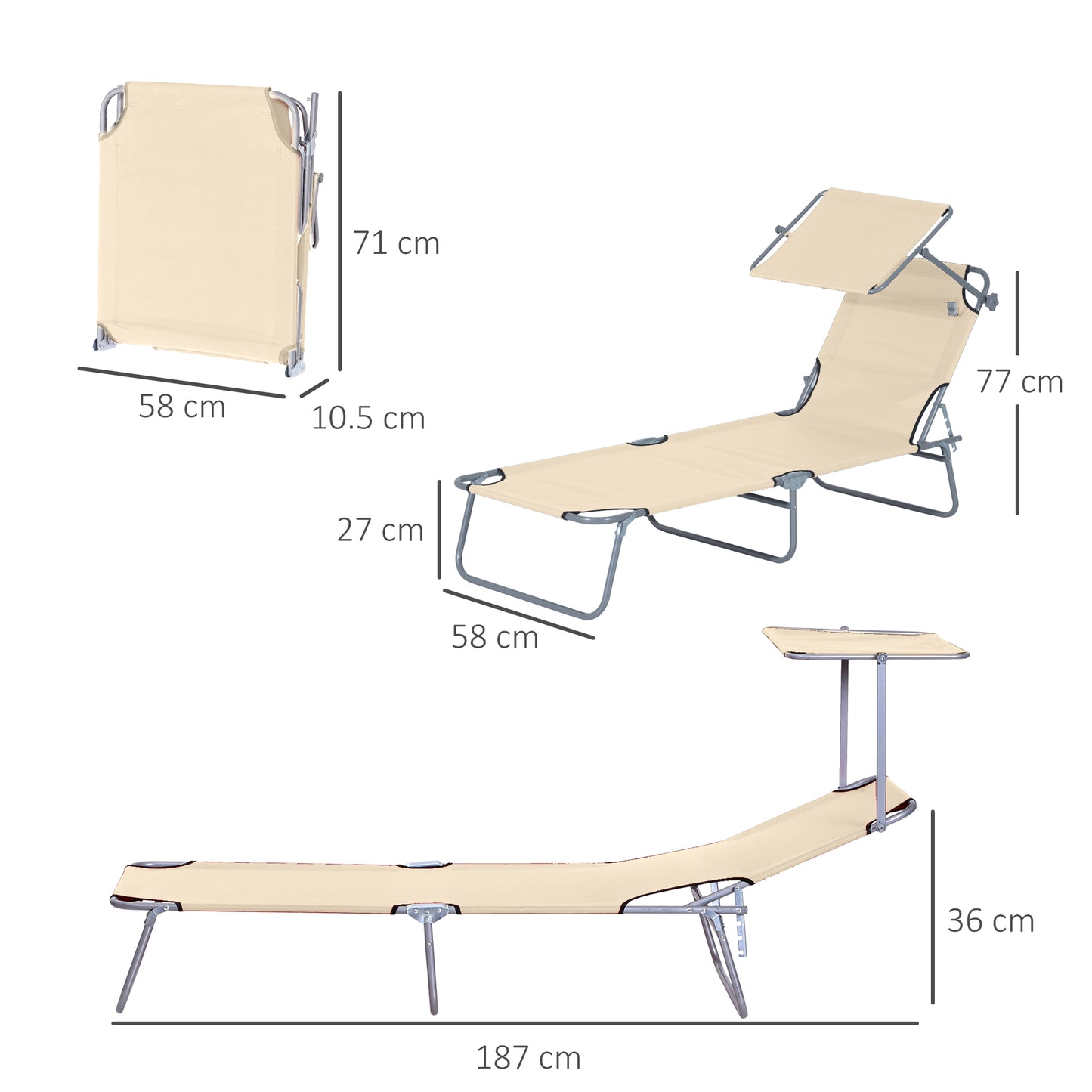 2 Pieces Outdoor Foldable Sun Lounger