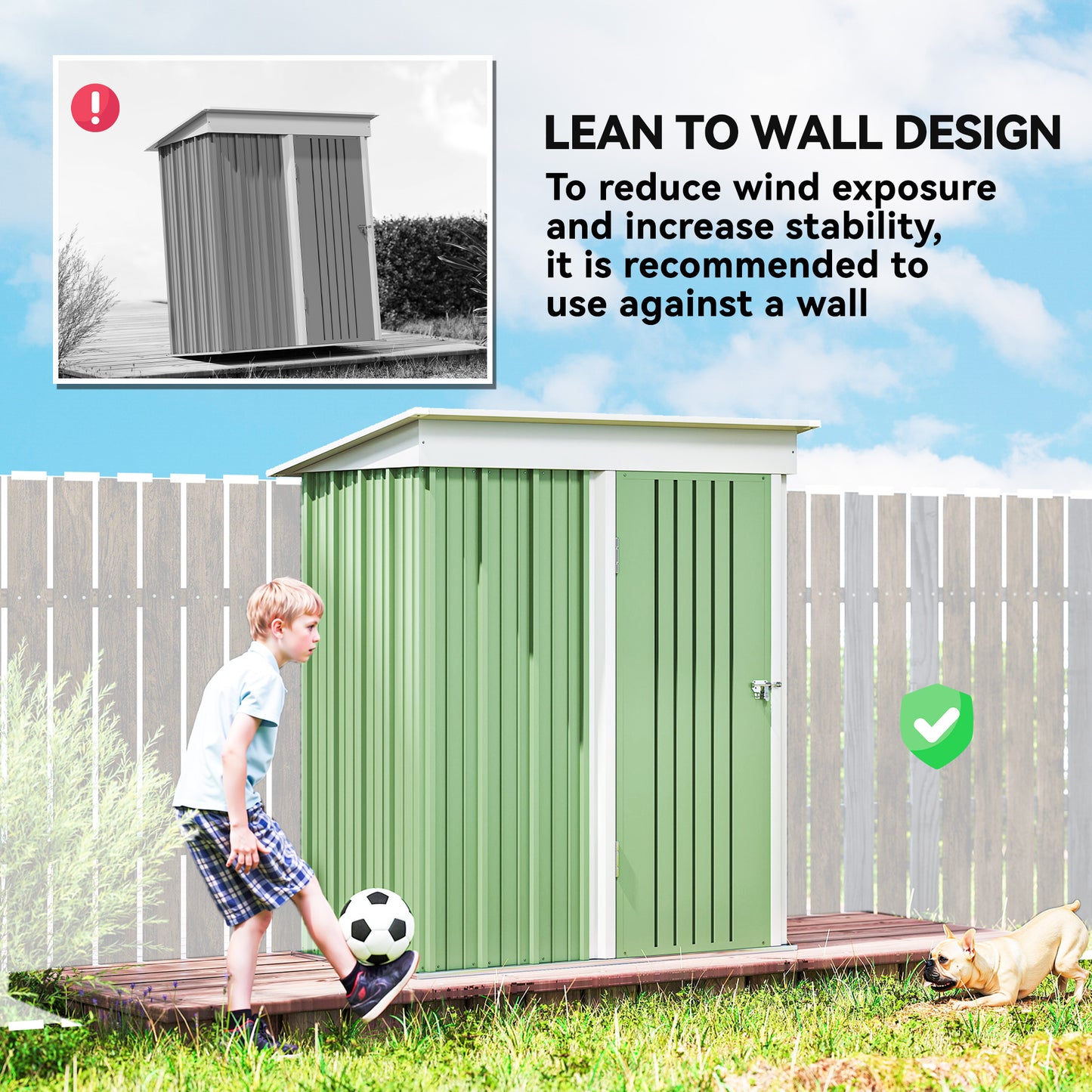 Metal Garden Shed, Outdoor Lean-to Shed for Tool Motor Bike