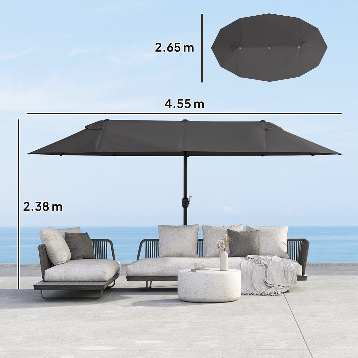 4.6m Double Garden Parasol