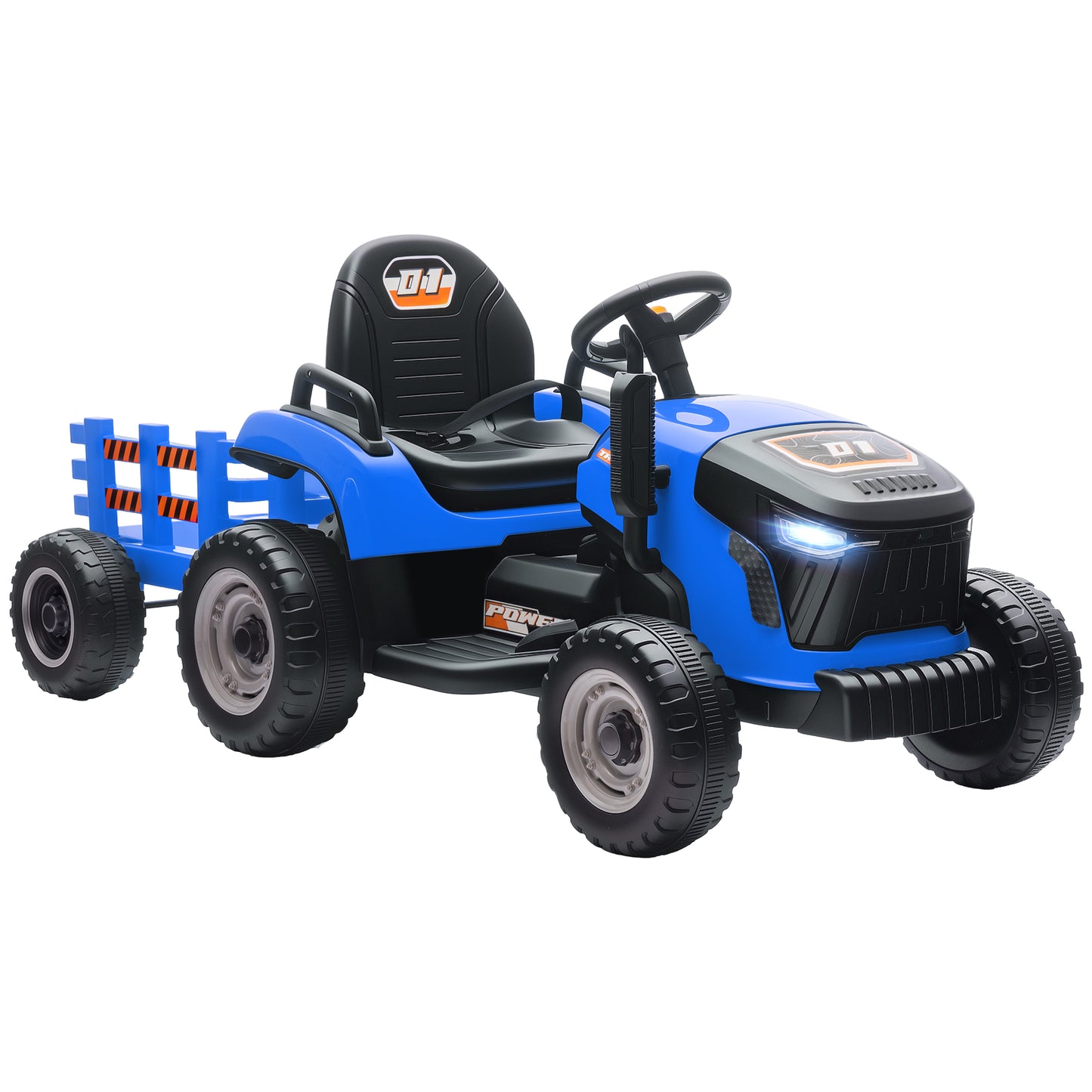 12V Ride on Tractor and Trailer with Remote Control, Music, Shifter