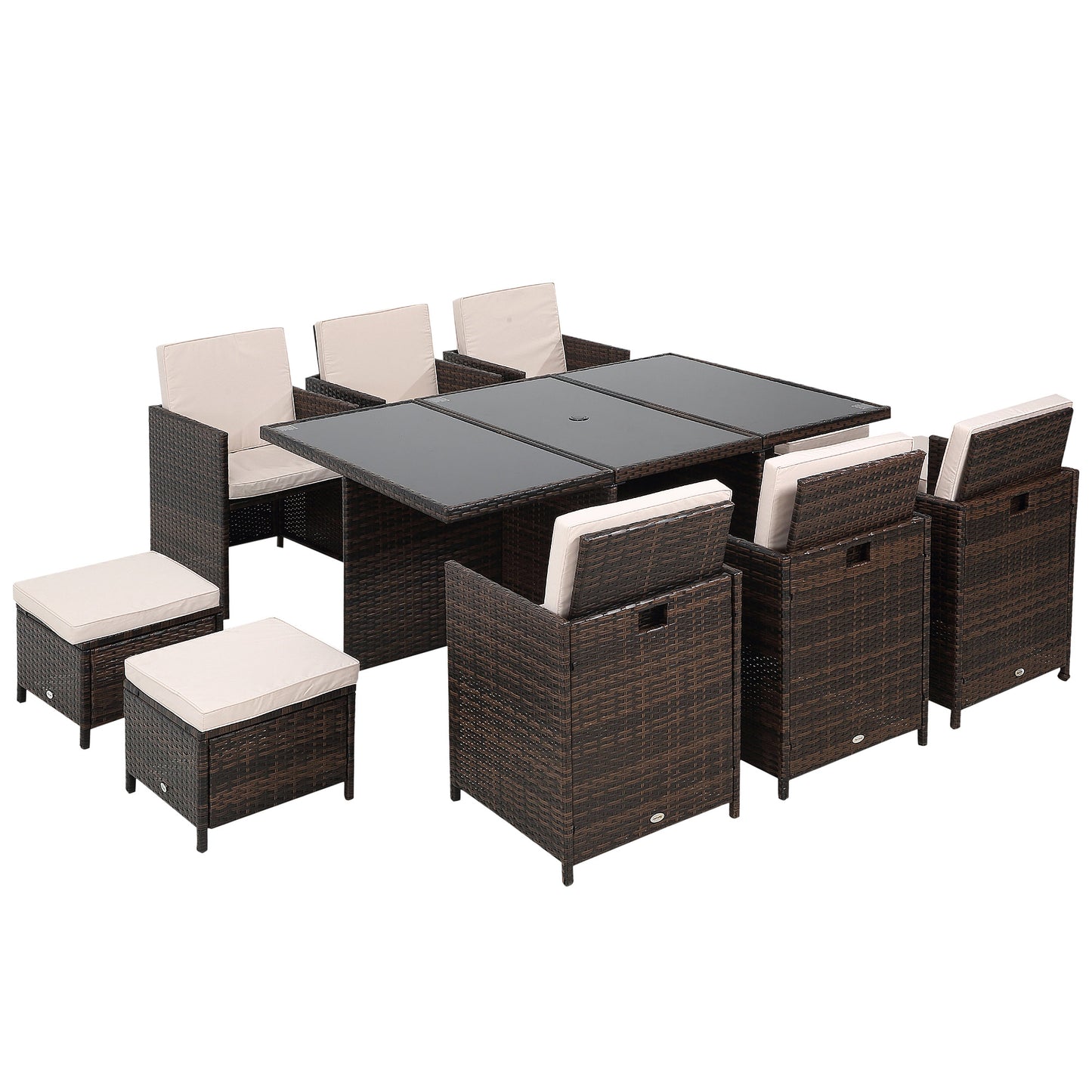 10 Seater Rattan Cube Garden Furniture Set with Parasol Hole