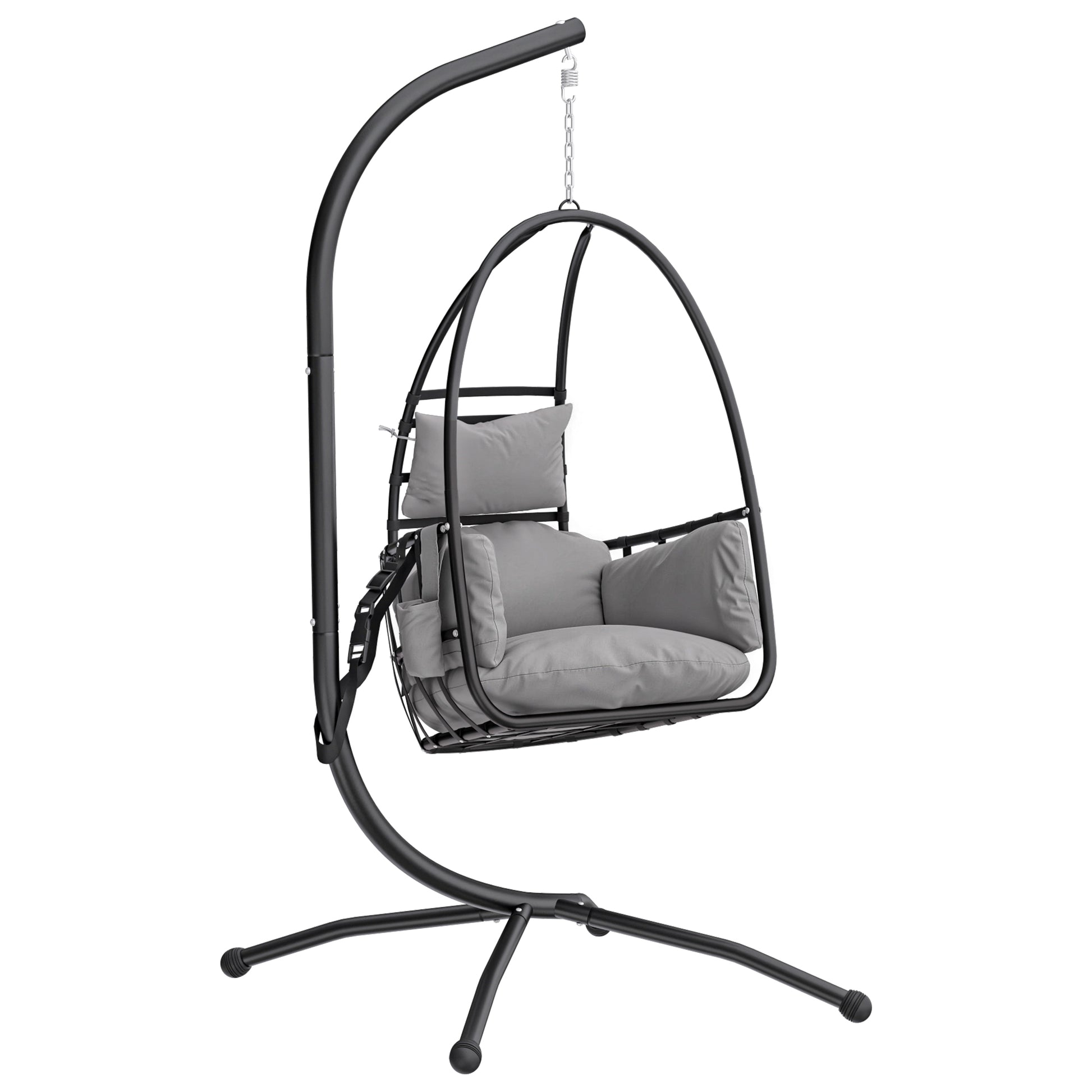 Hanging Egg Chair, Indoor Outdoor Swinging Hammock Chair with Stand