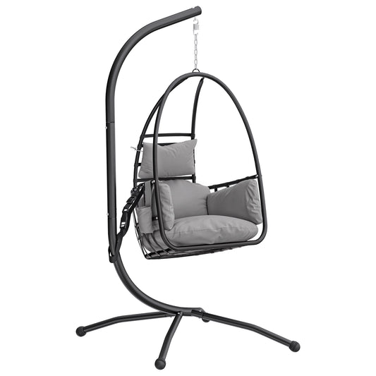 Hanging Egg Chair, Indoor Outdoor Swinging Hammock Chair with Stand