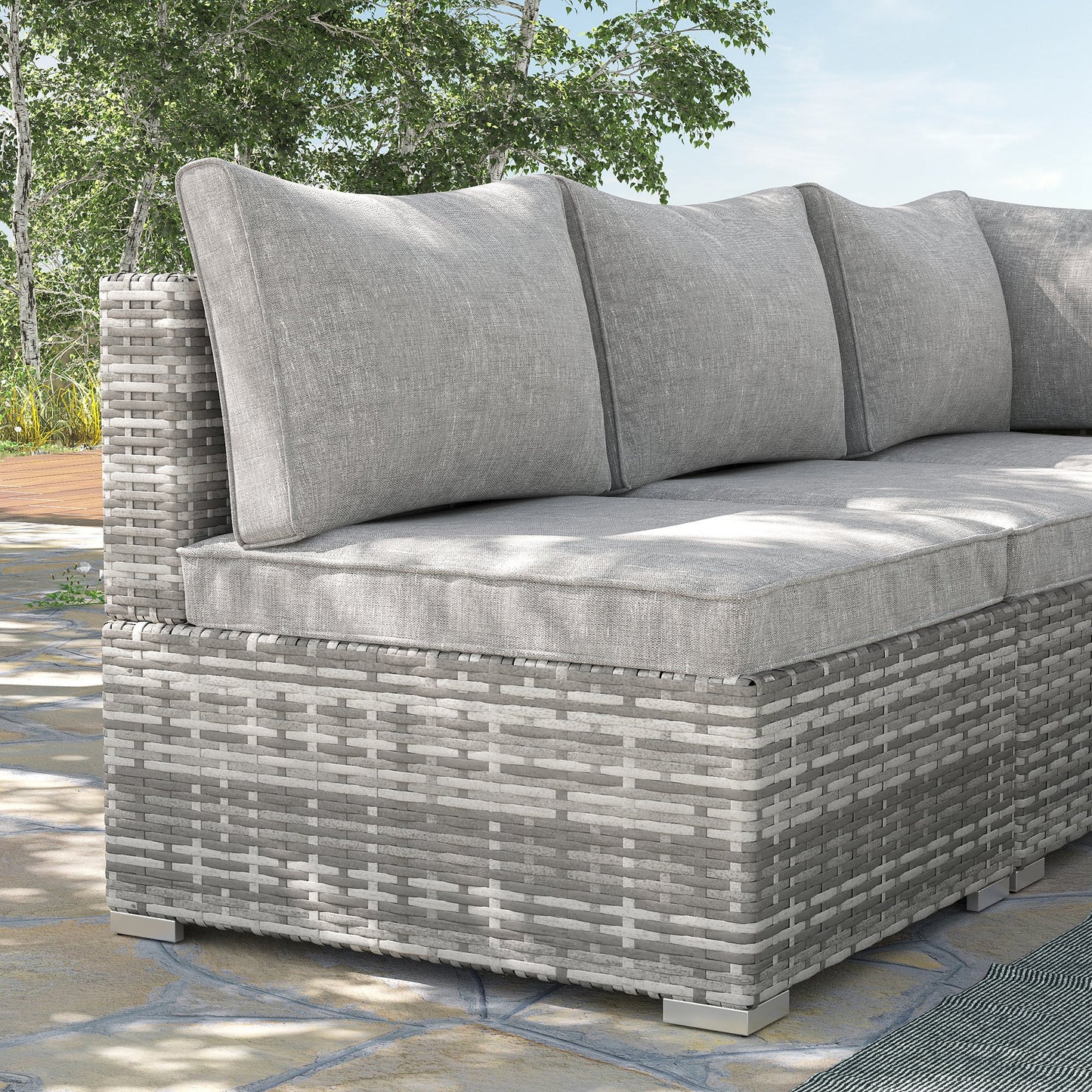 Outdoor Garden Furniture Rattan Single Middle Sofa with Cushions