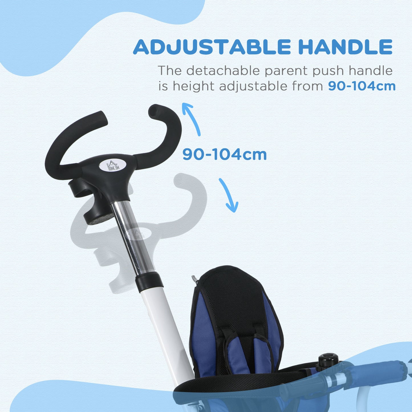 Metal Frame 6 in 1 Baby Push Tricycle with Parent Handle
