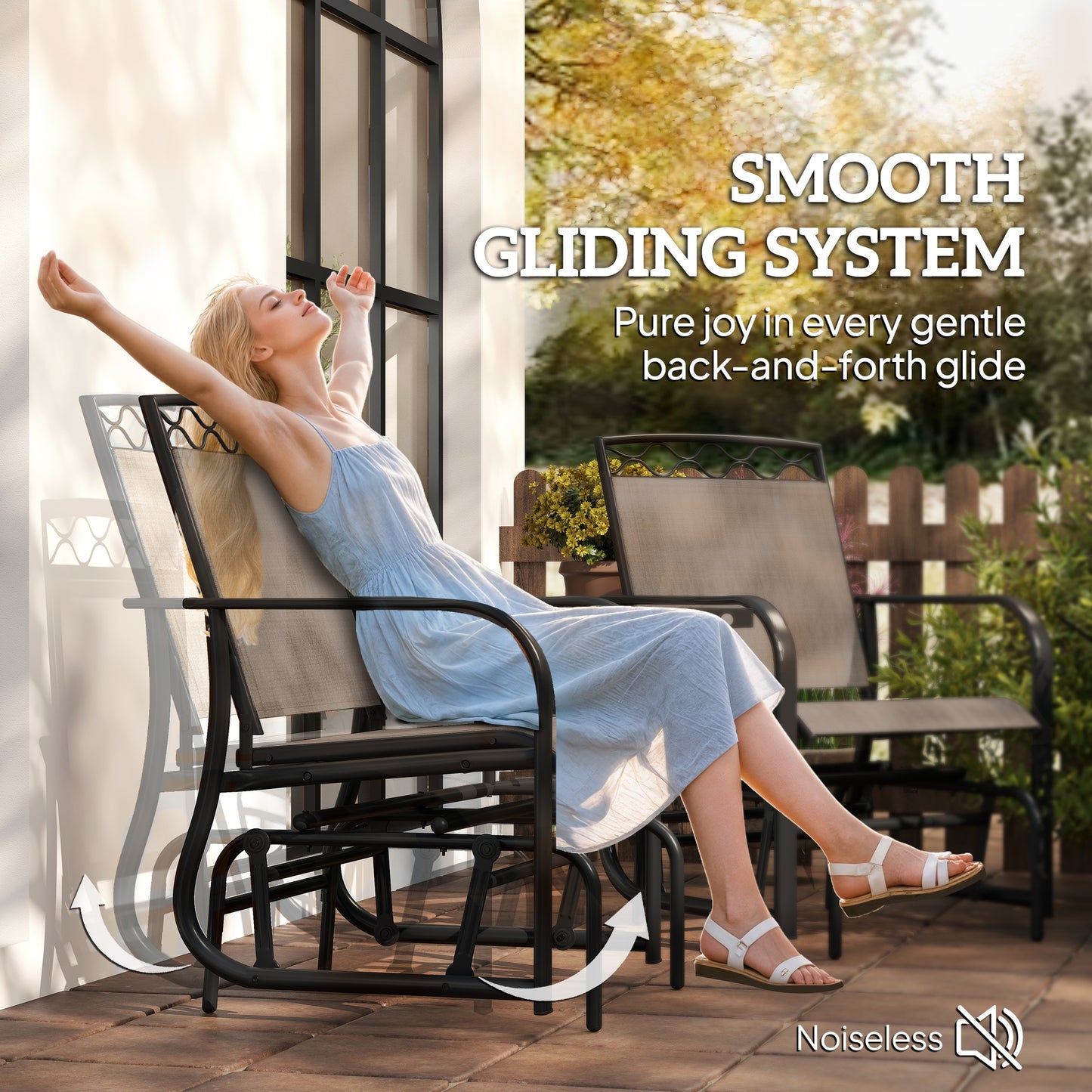Double Outdoor Glider Chair, 2 Seater Patio Rocking Chairs