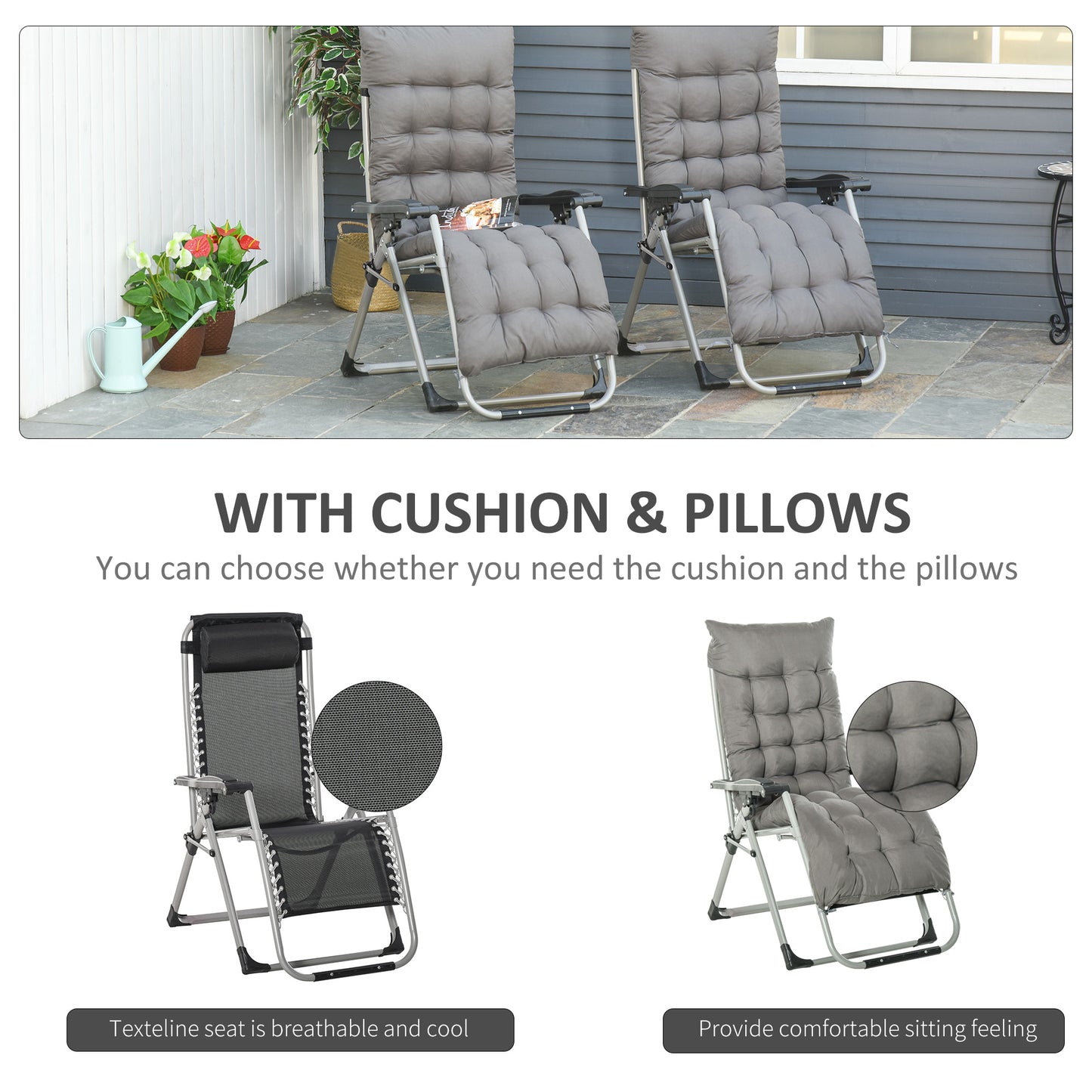 2pc Reclining Zero Gravity Sun Loungers