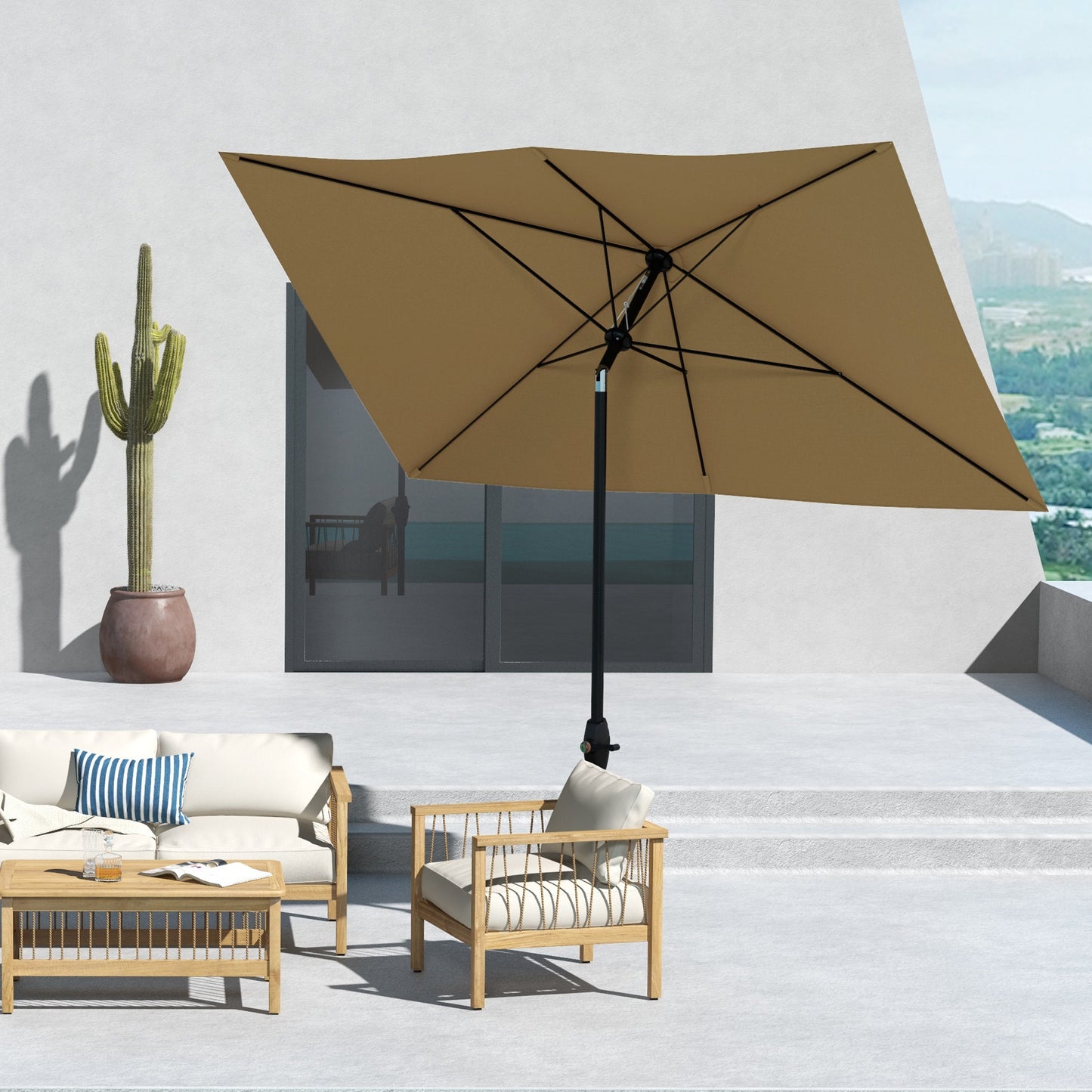 3 x 2 m Garden Parasol Umbrella with Aluminium Pole