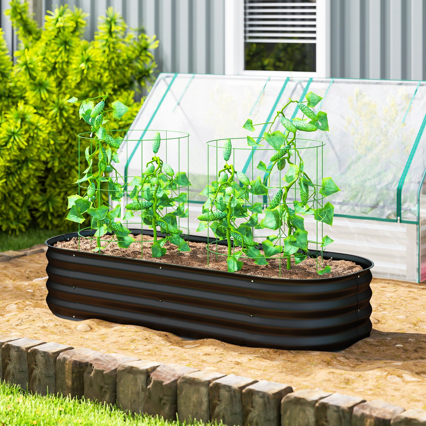 Galvanised Raised Garden Bed, Metal Planter Box with Safety Edging