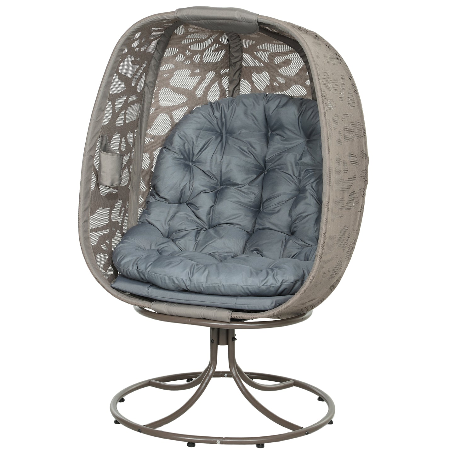 Swivel Egg Chair with Cushions, Foldable Basket Seat and Metal Frame