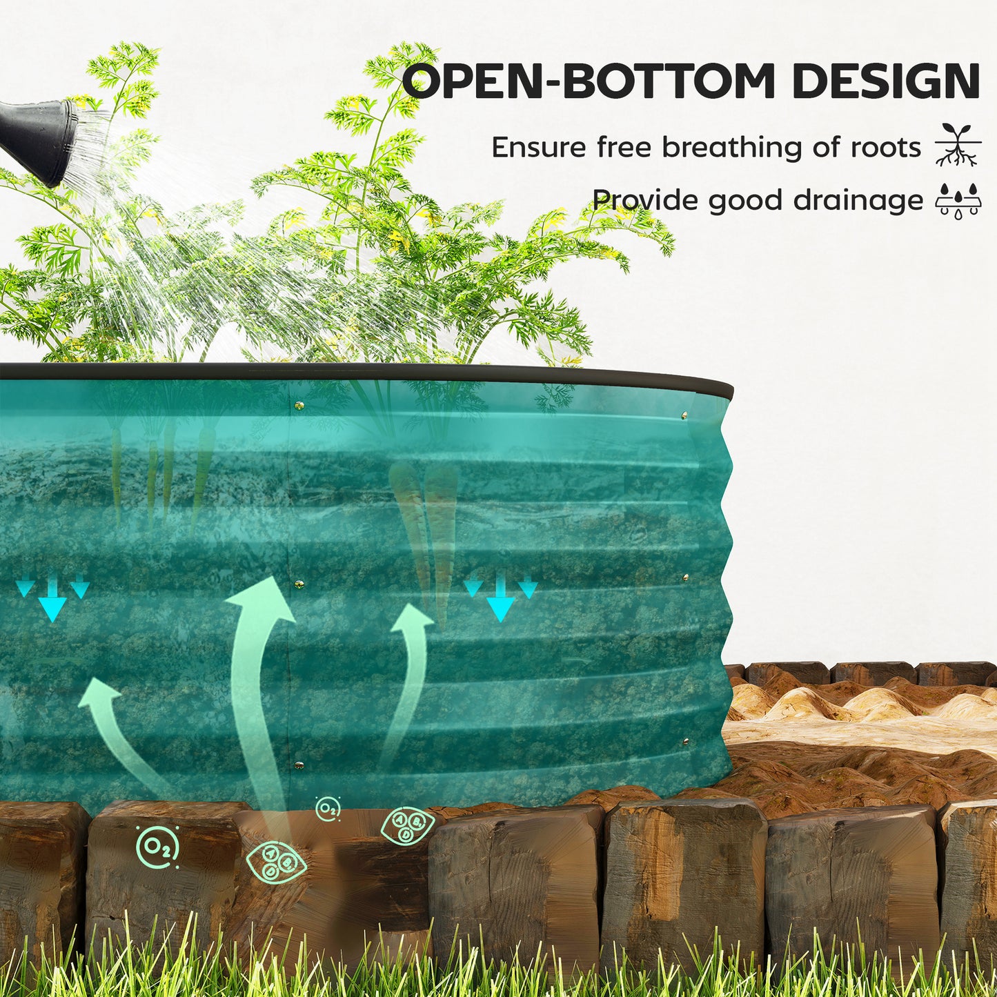 Set of Two 150 x 60cm Steel Planters