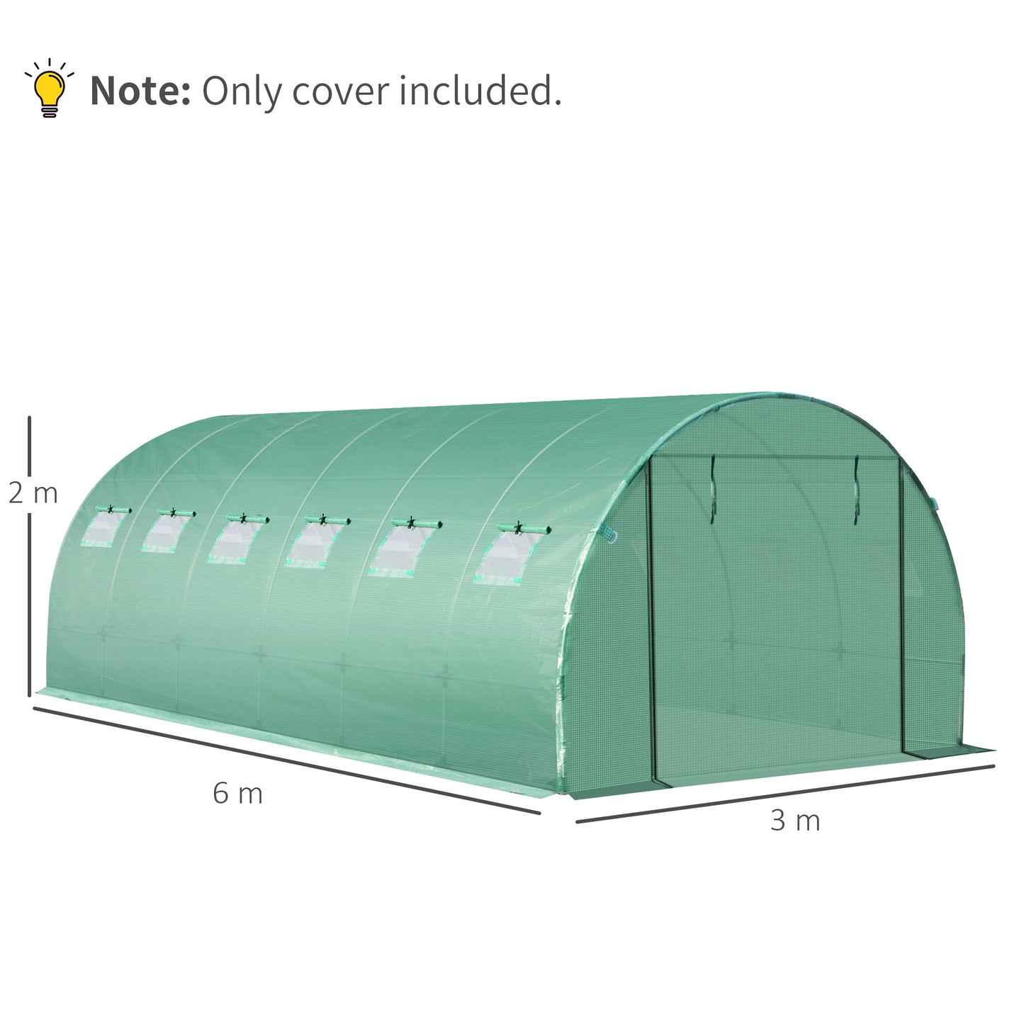 6 x 3 x 2m Greenhouse Replacement Cover ONLY Winter Garden Plant PE