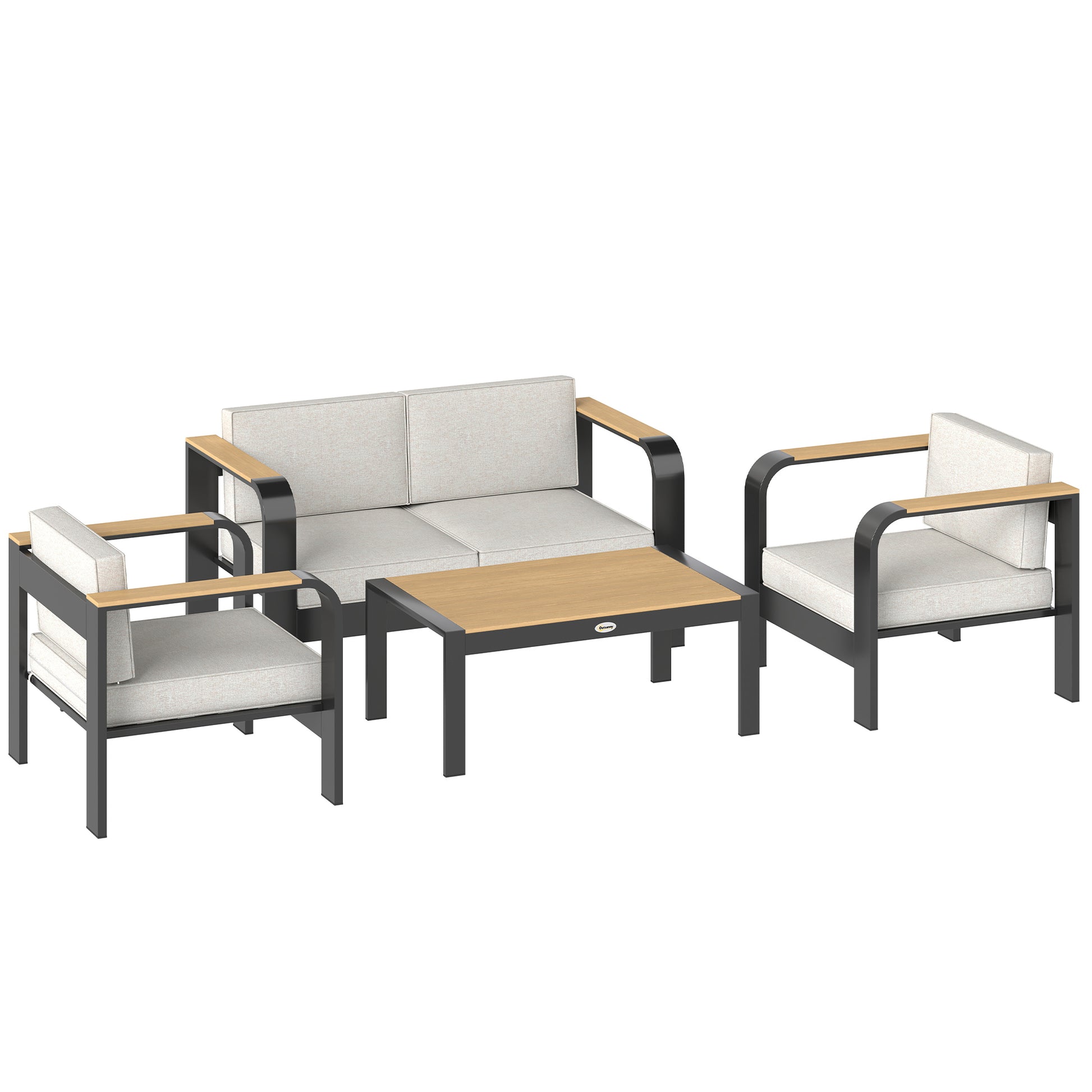 4 Seater Aluminium Garden Furniture Set, Olefin Cushions