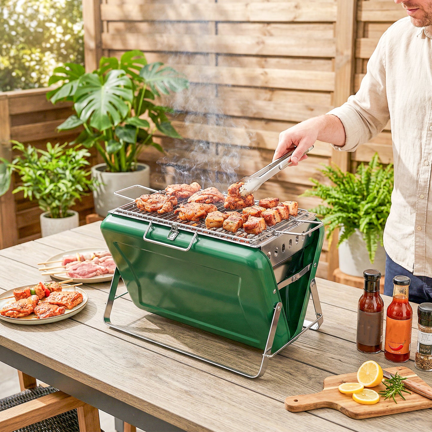 Charcoal BBQ Grill Portable Stainless Steel Barbecue