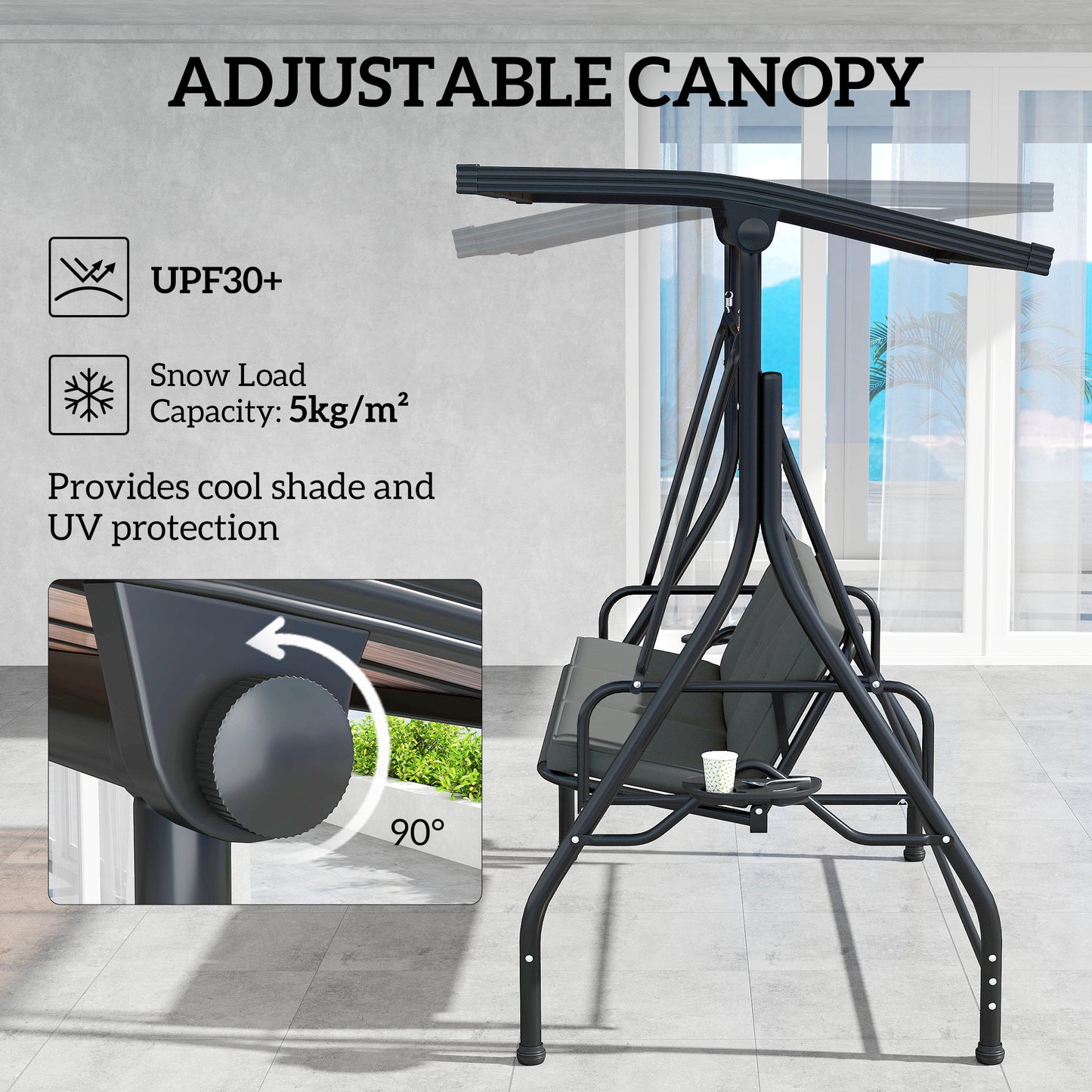 Convertible Three-Seater Swing Bench Bed