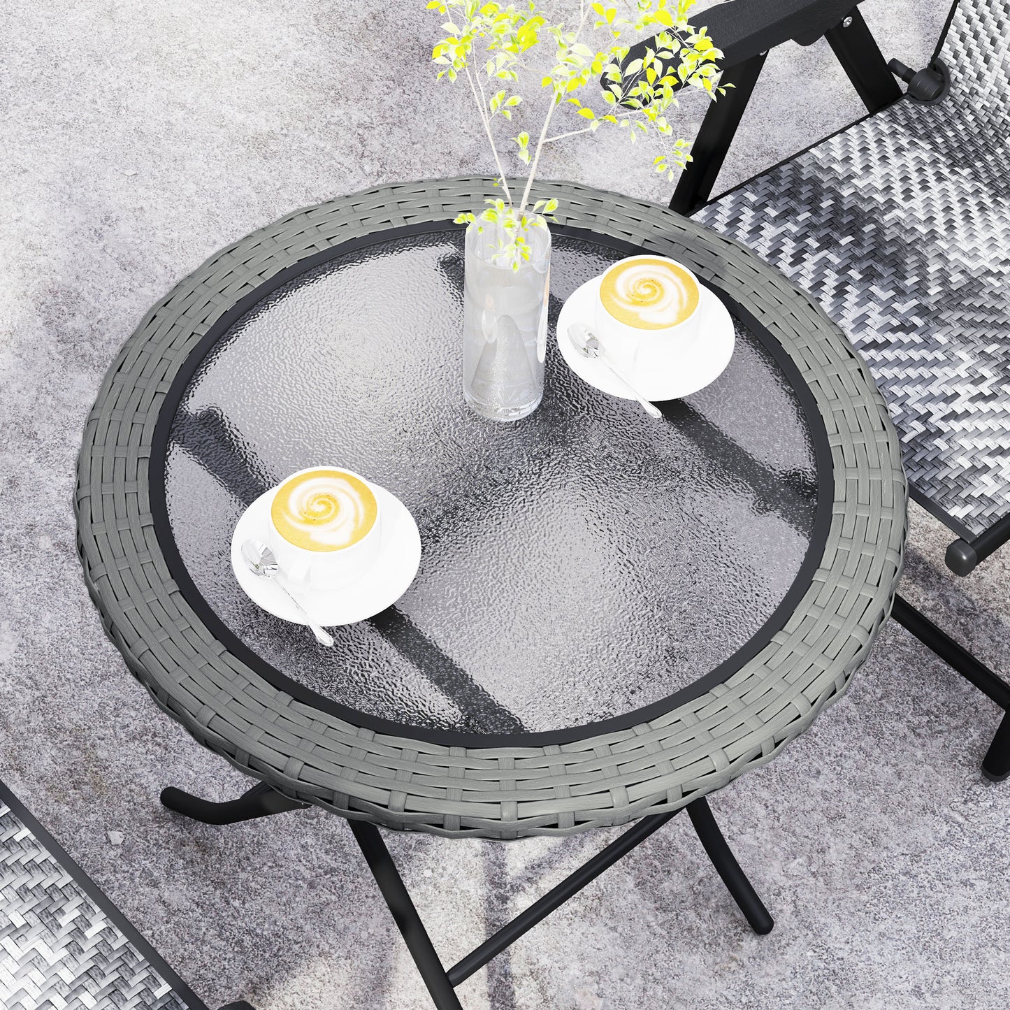 Folding Rattan Garden Dining Table