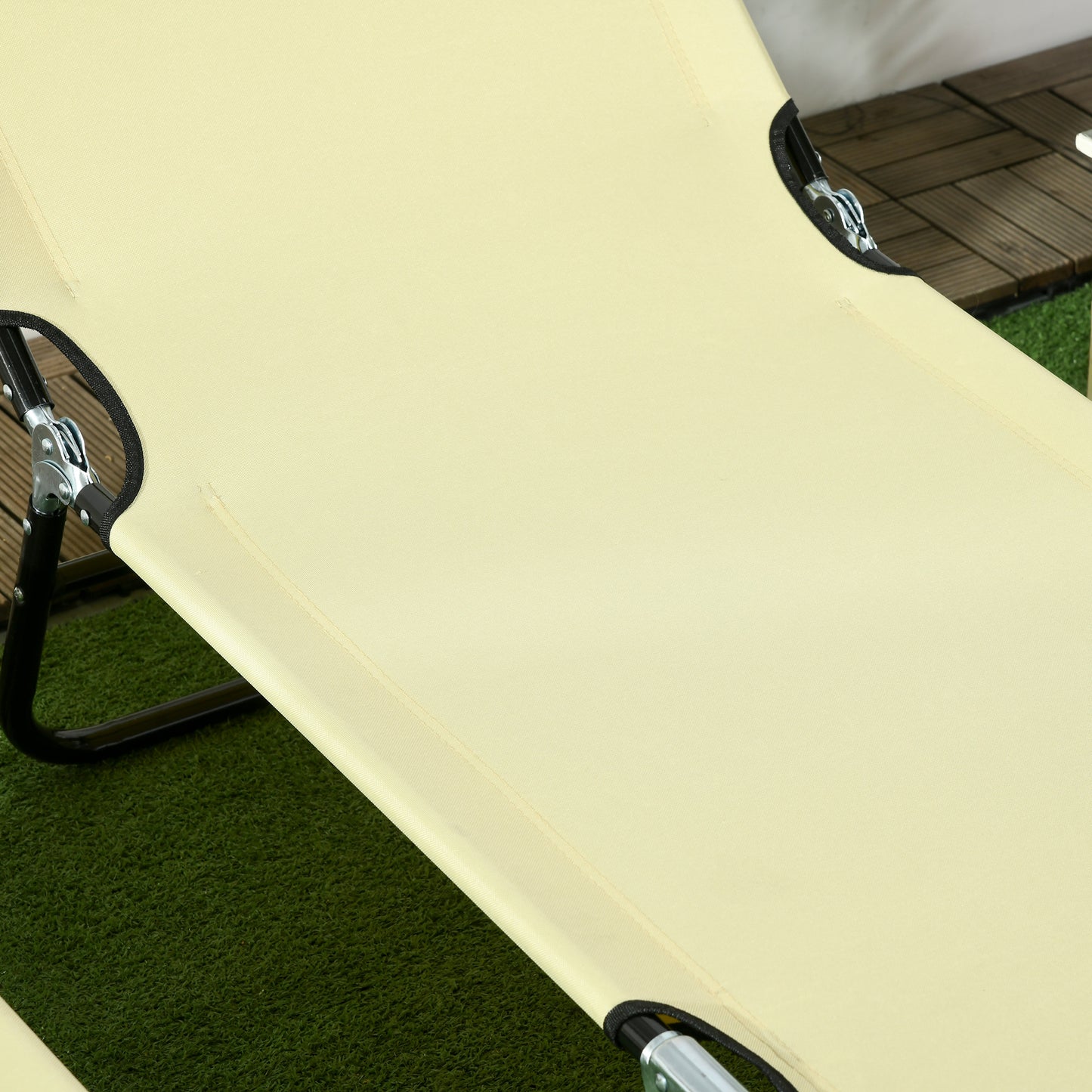 Set of Two Metal Frame Folding Sun Loungers