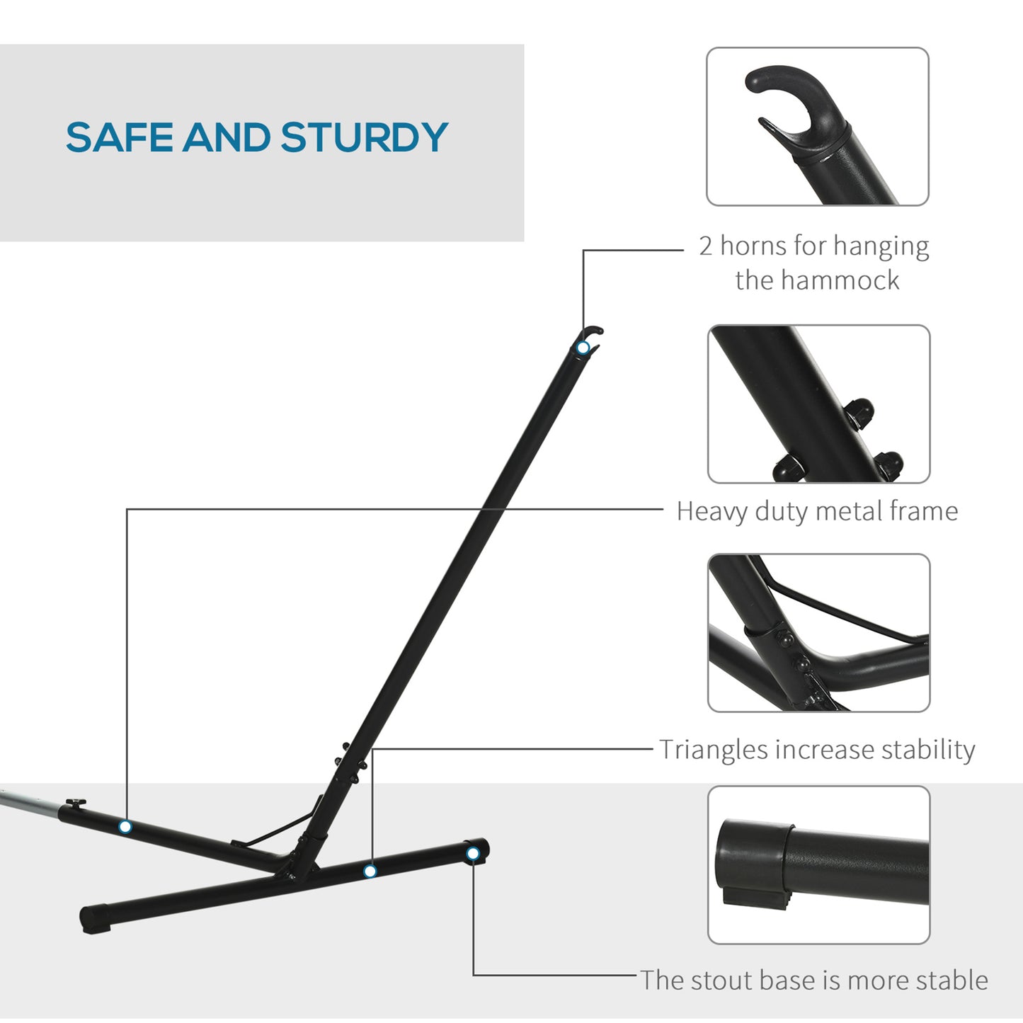 3.1–3.8m Adjustable Universal Hammock Stand Metal Frame Garden