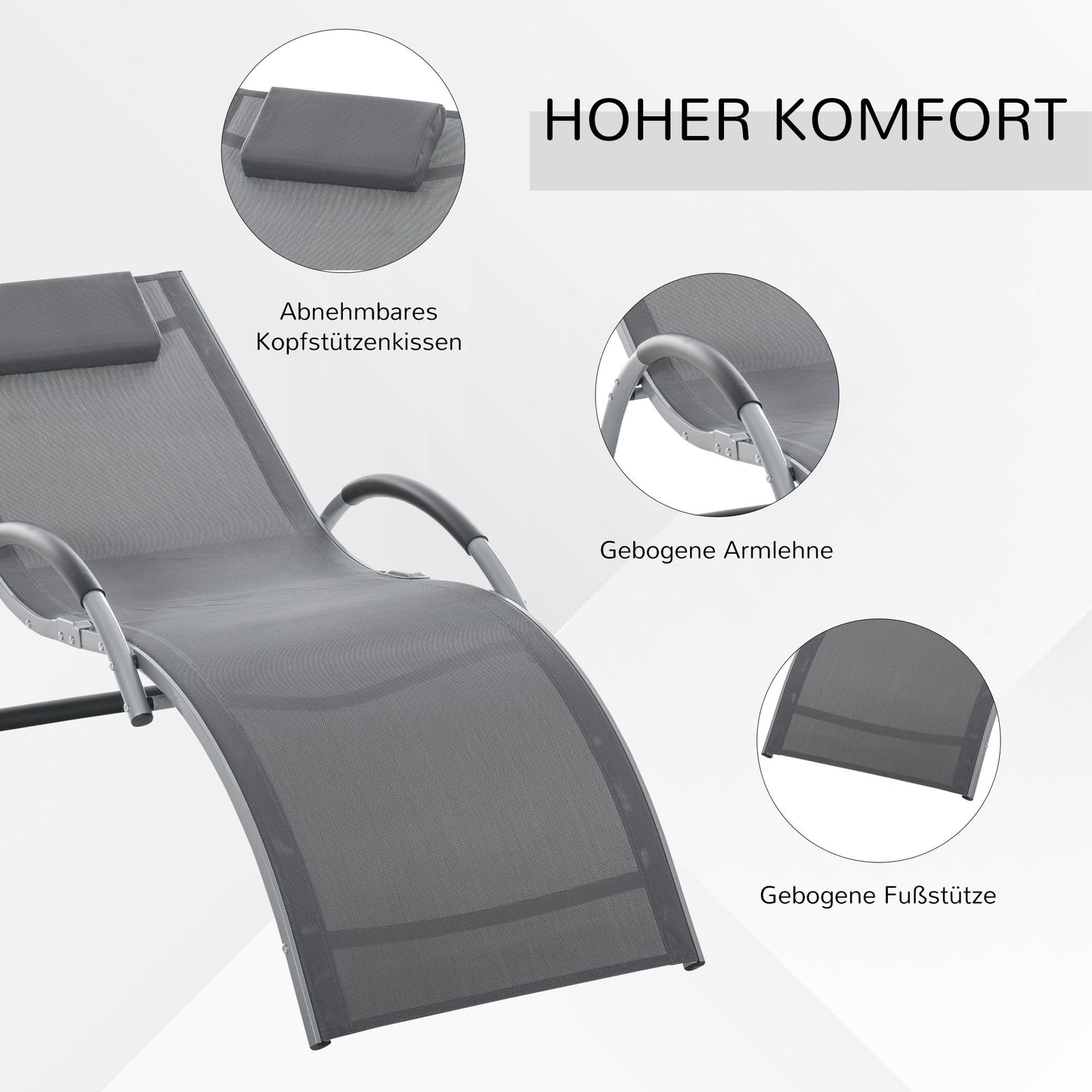 Sun Lounger Reclining Chair Portable Armchair with Pillow