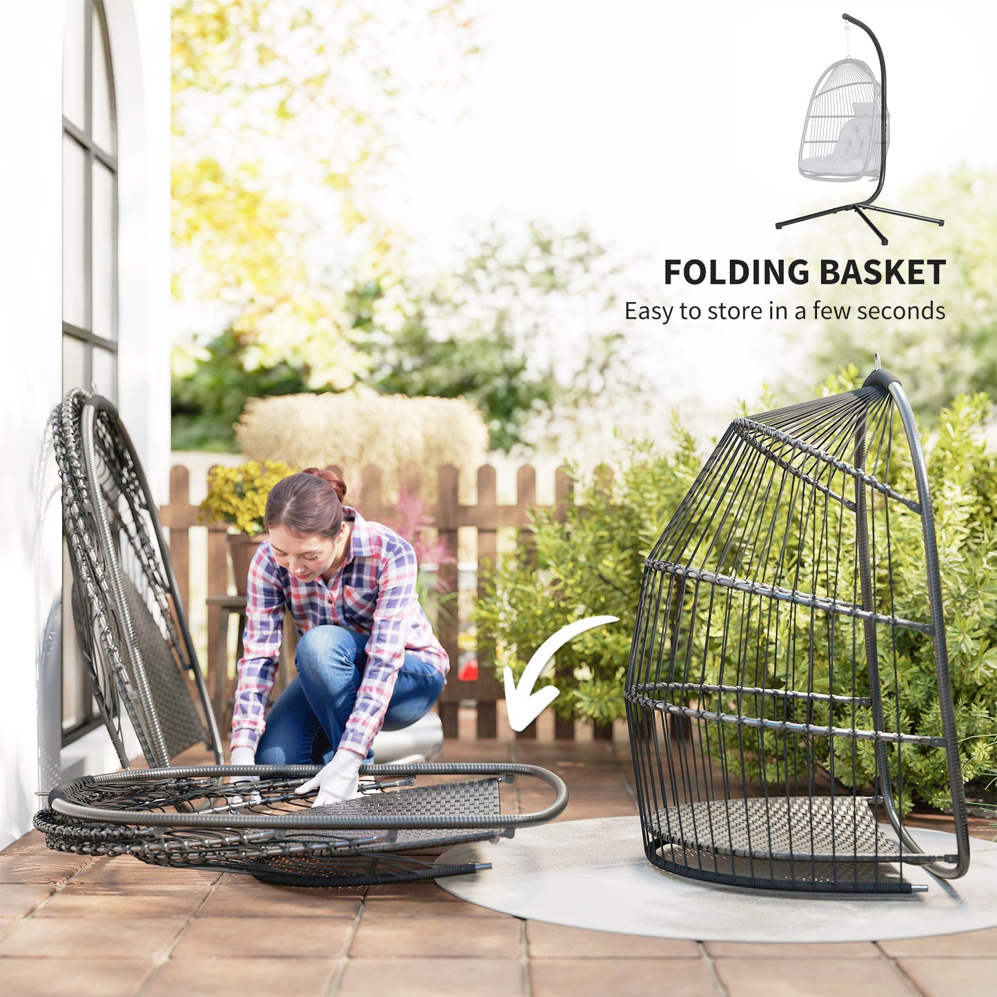 Rattan Hanging Egg Chair with Stand