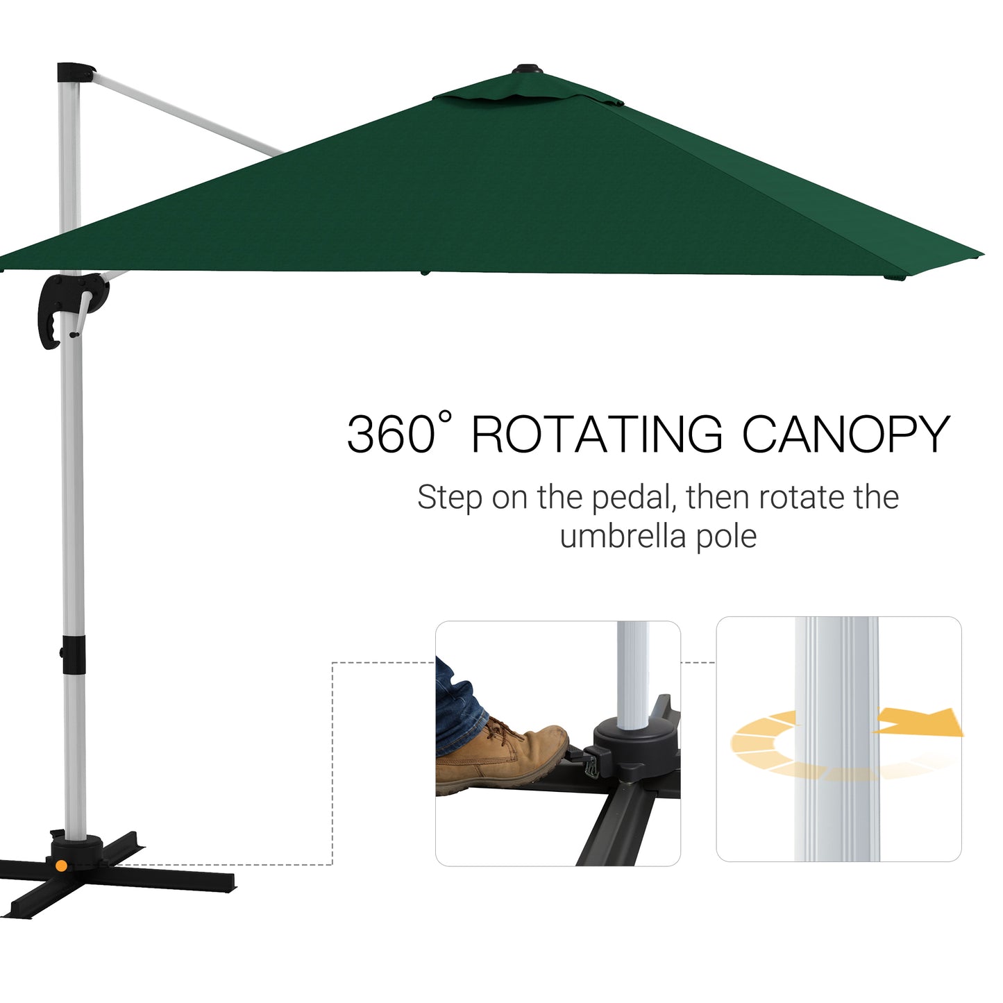 Square Cantilever Garden Parasol, with Five-Position Canopy