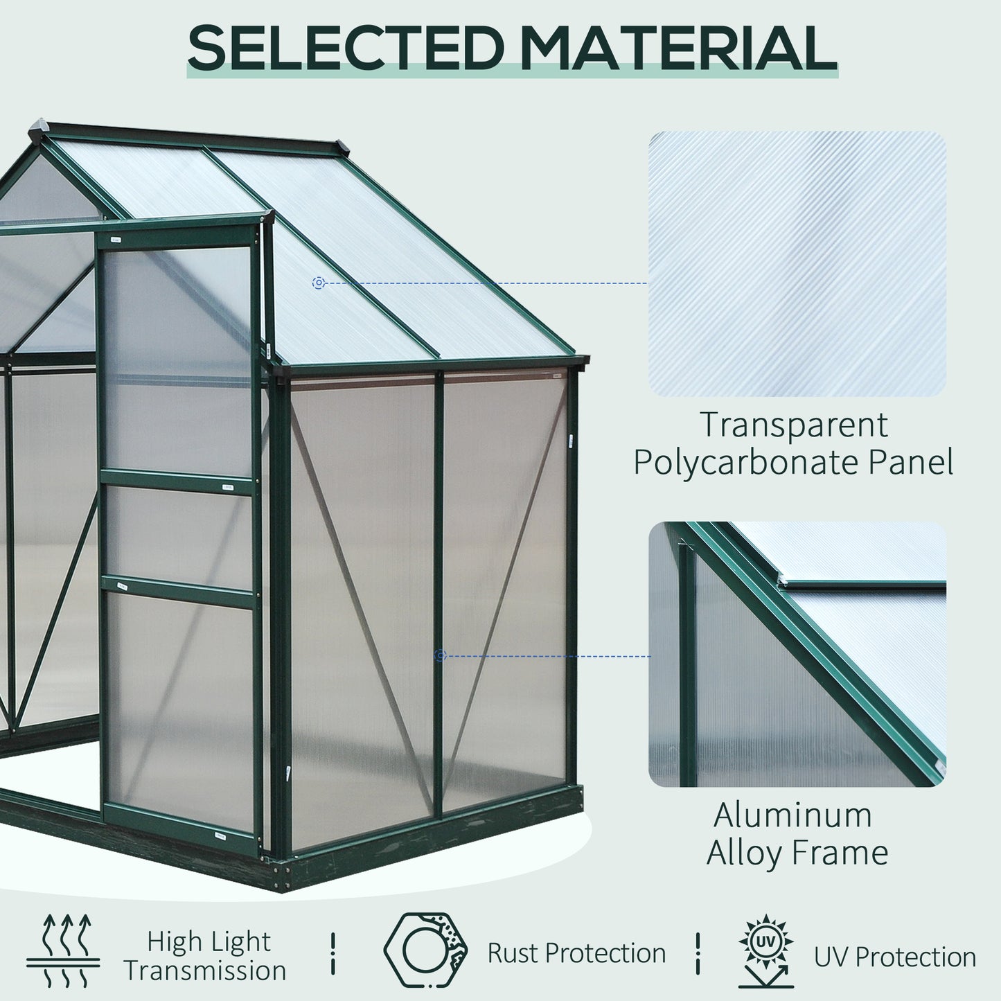 6 x 4ft Polycarbonate Greenhouse