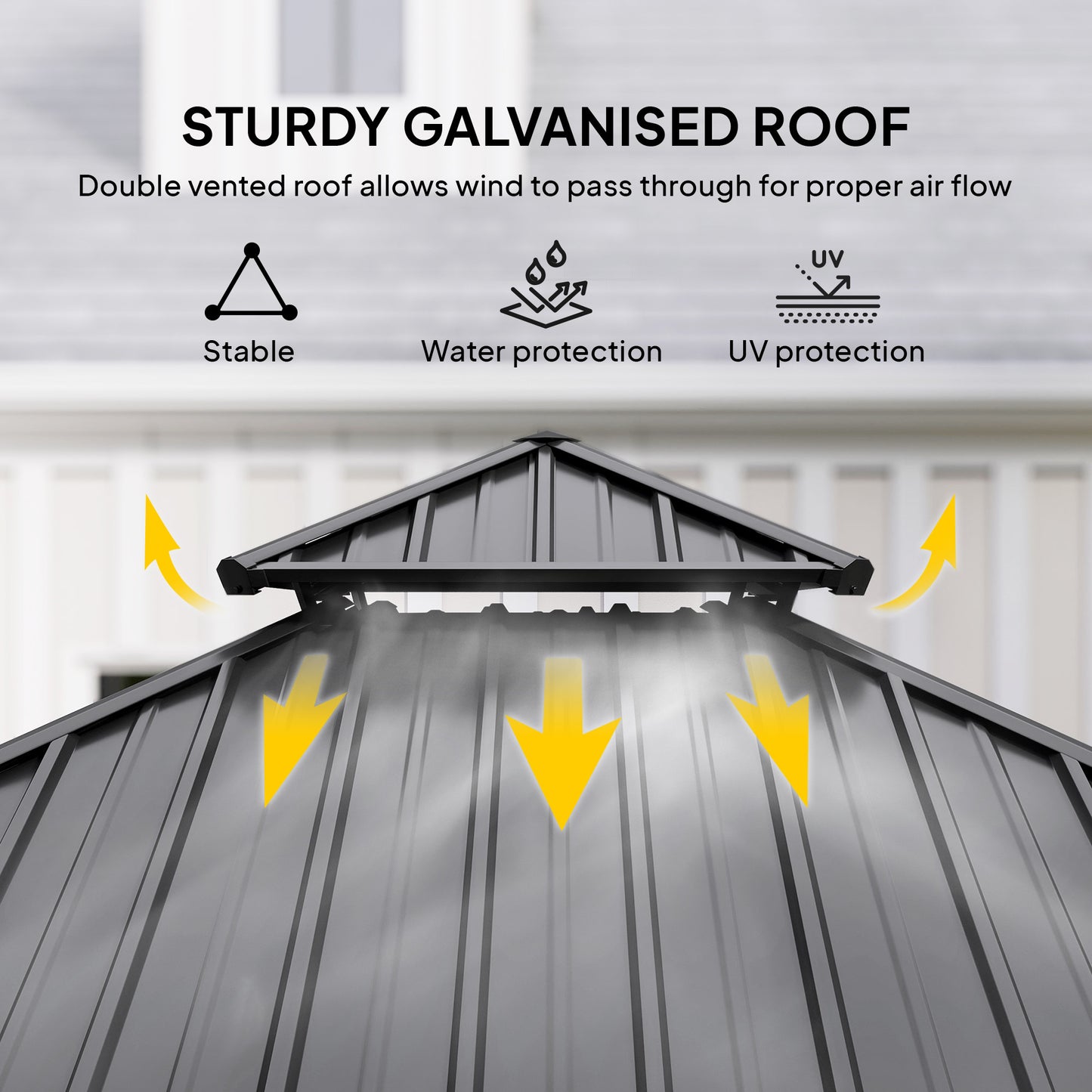 3.5 x 3.5m Outdoor Hardtop Gazebo Canopy with Two-tier Metal Roof