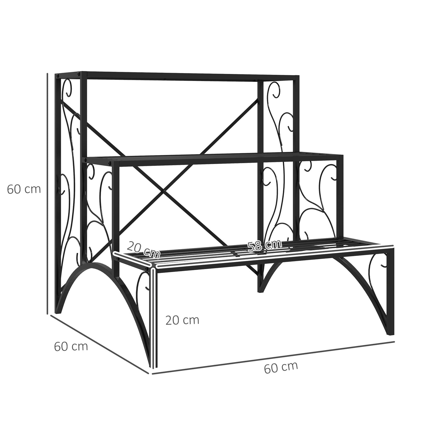 Three-Tier Decorative Metal Plant Stand