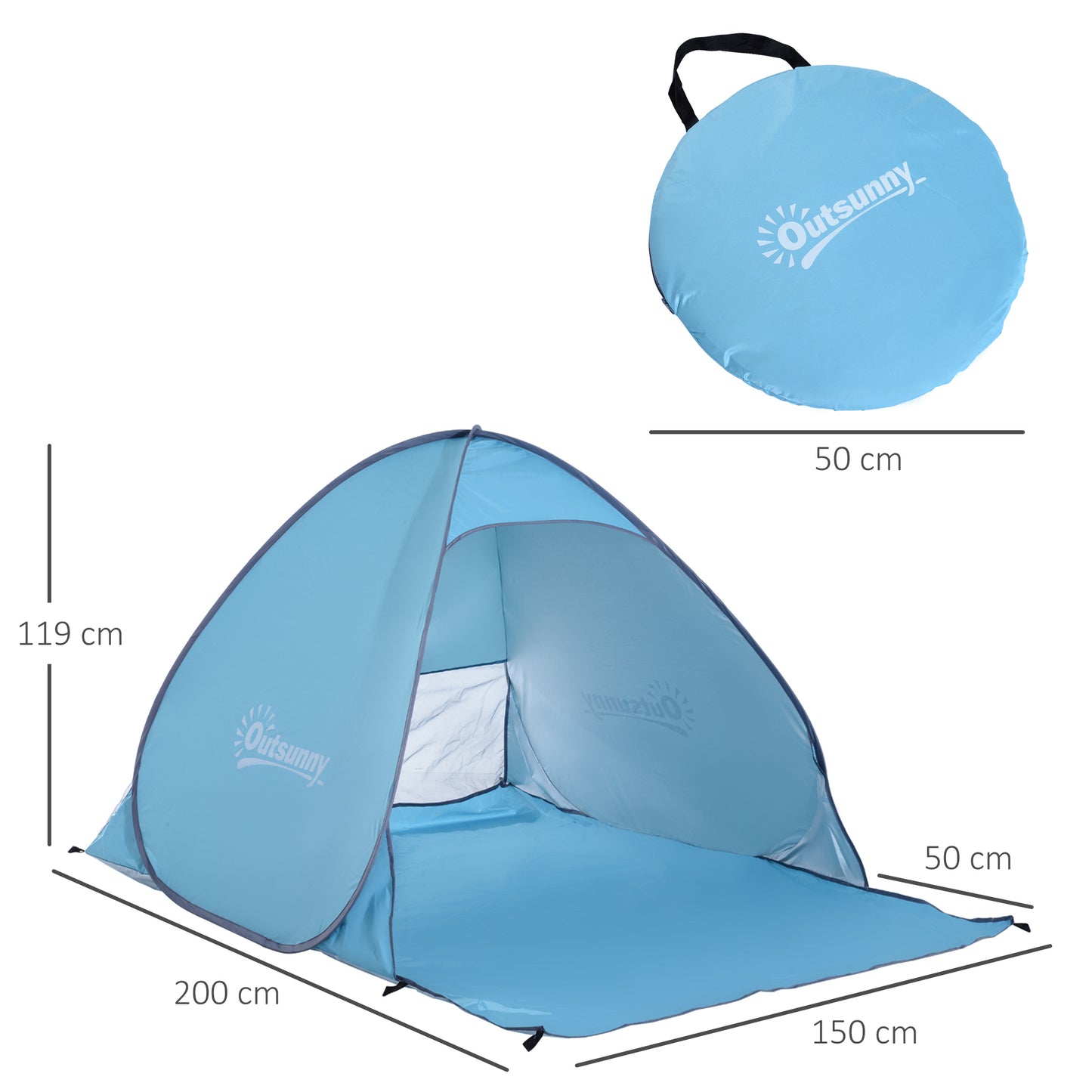 2-3 Person Pop up Beach Tent Hiking UV 30+ Protection Patio Sun