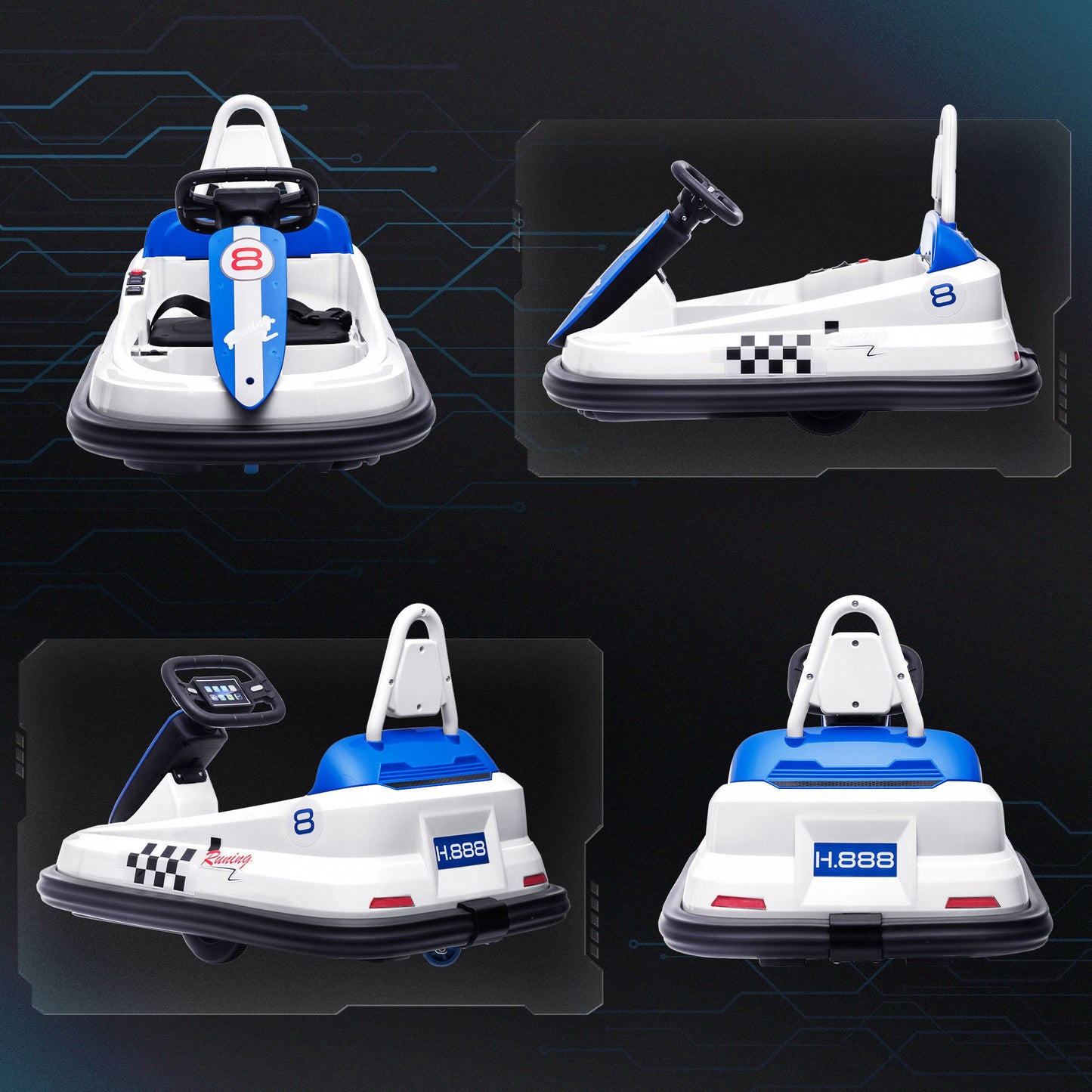 6V Electric Kids Bumper Car, 6V Spin Waltz Car, with Music, Horn