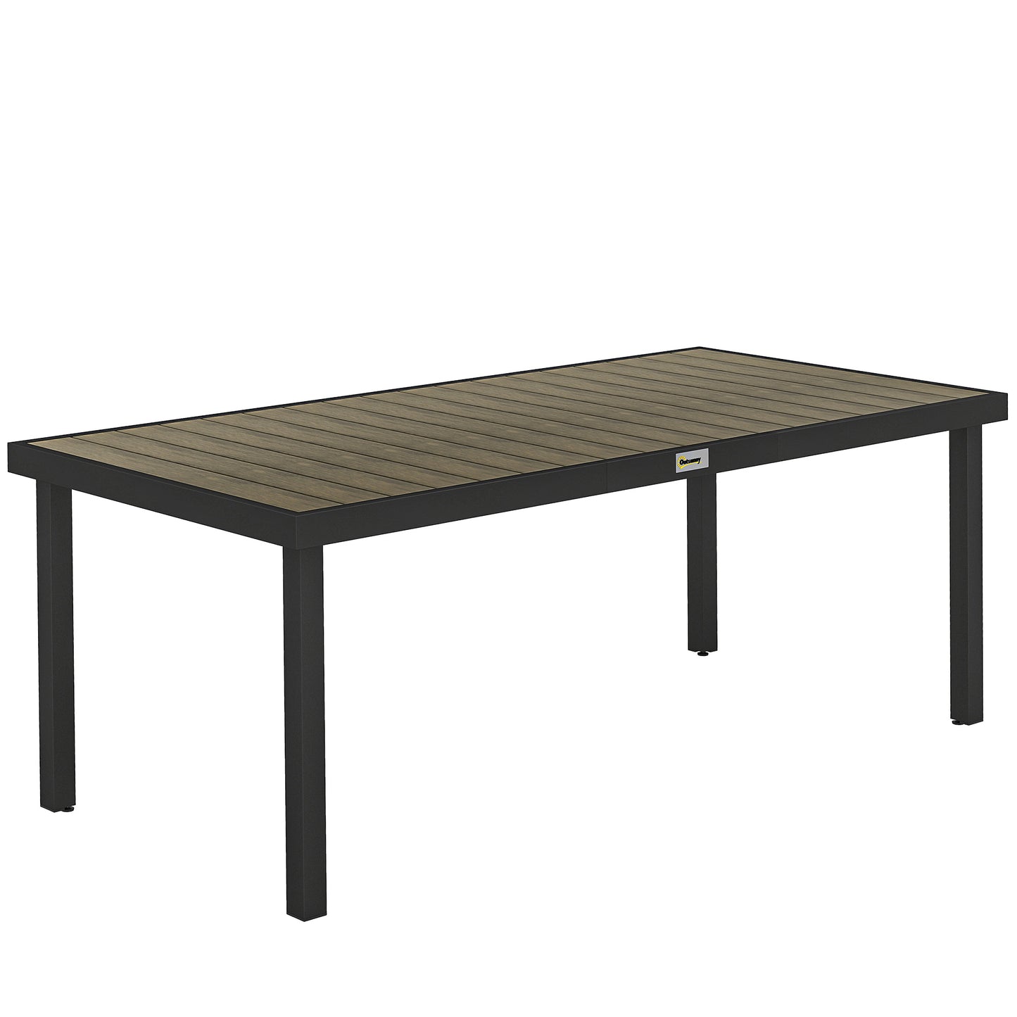 Aluminium Outdoor Garden Dining Table for 8 People, Faux Wood Top (1)