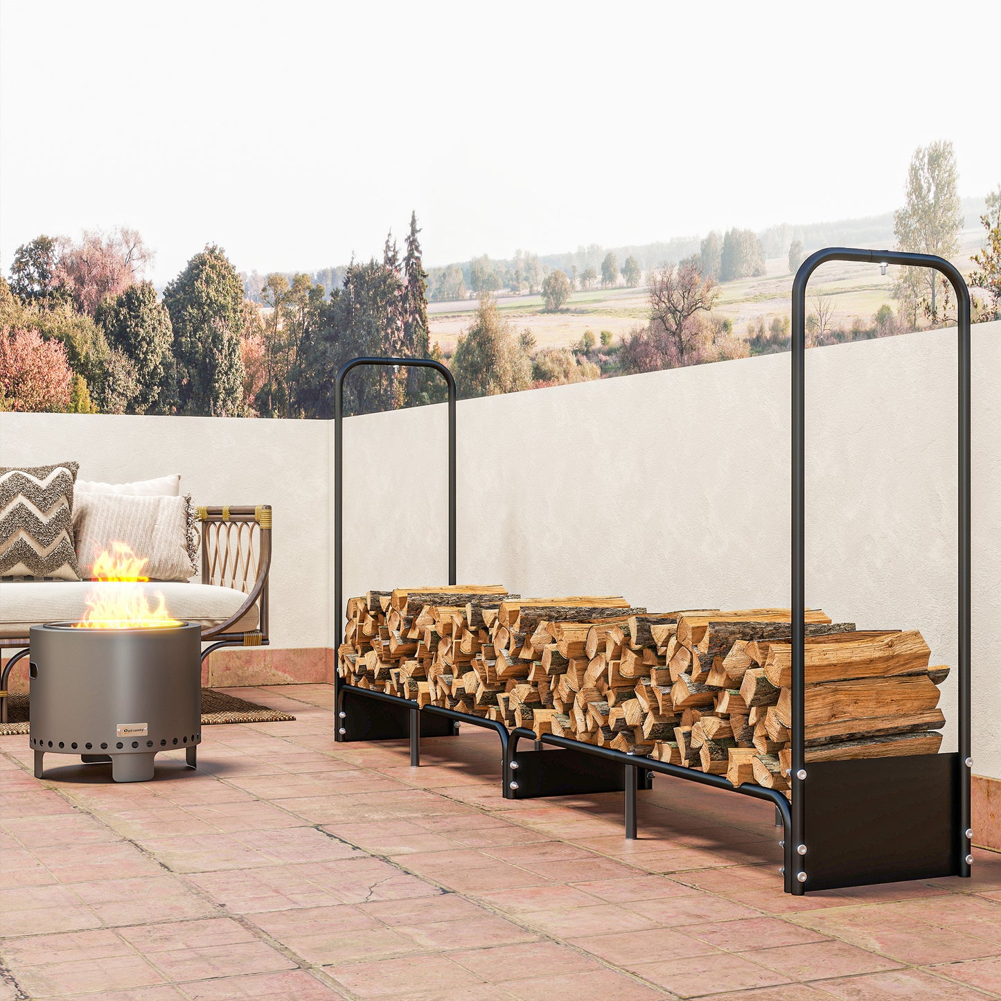 8.5ft Firewood Rack, Heavy Duty Log Storage Holder