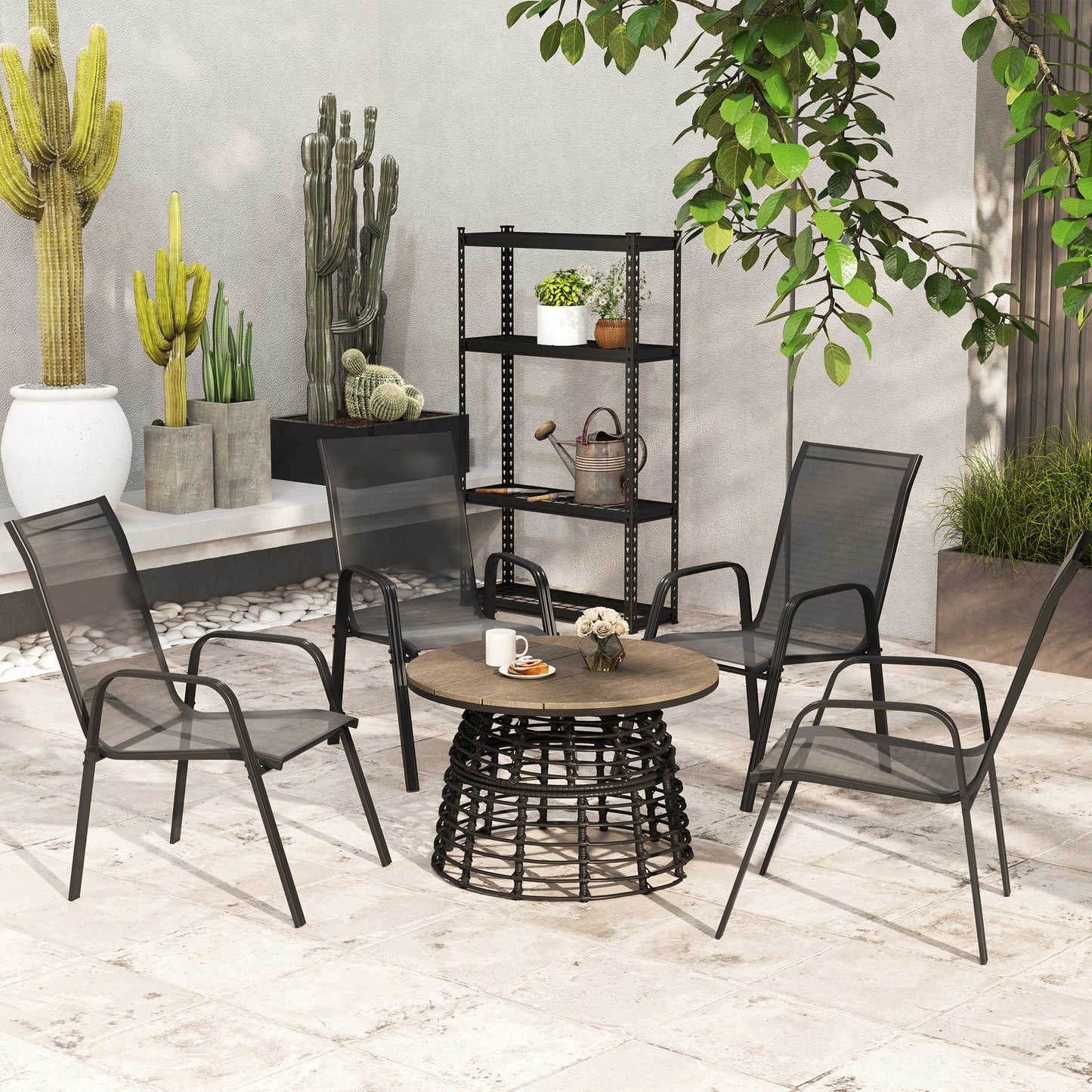 Set of Four Stackable Mesh Seat Chairs (3)
