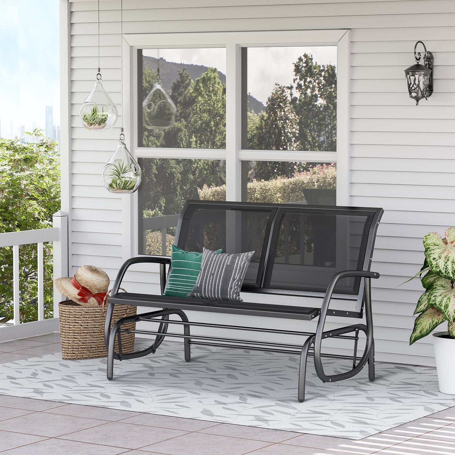 2-Person Outdoor Glider Bench Patio Double Swing Gliding Chair
