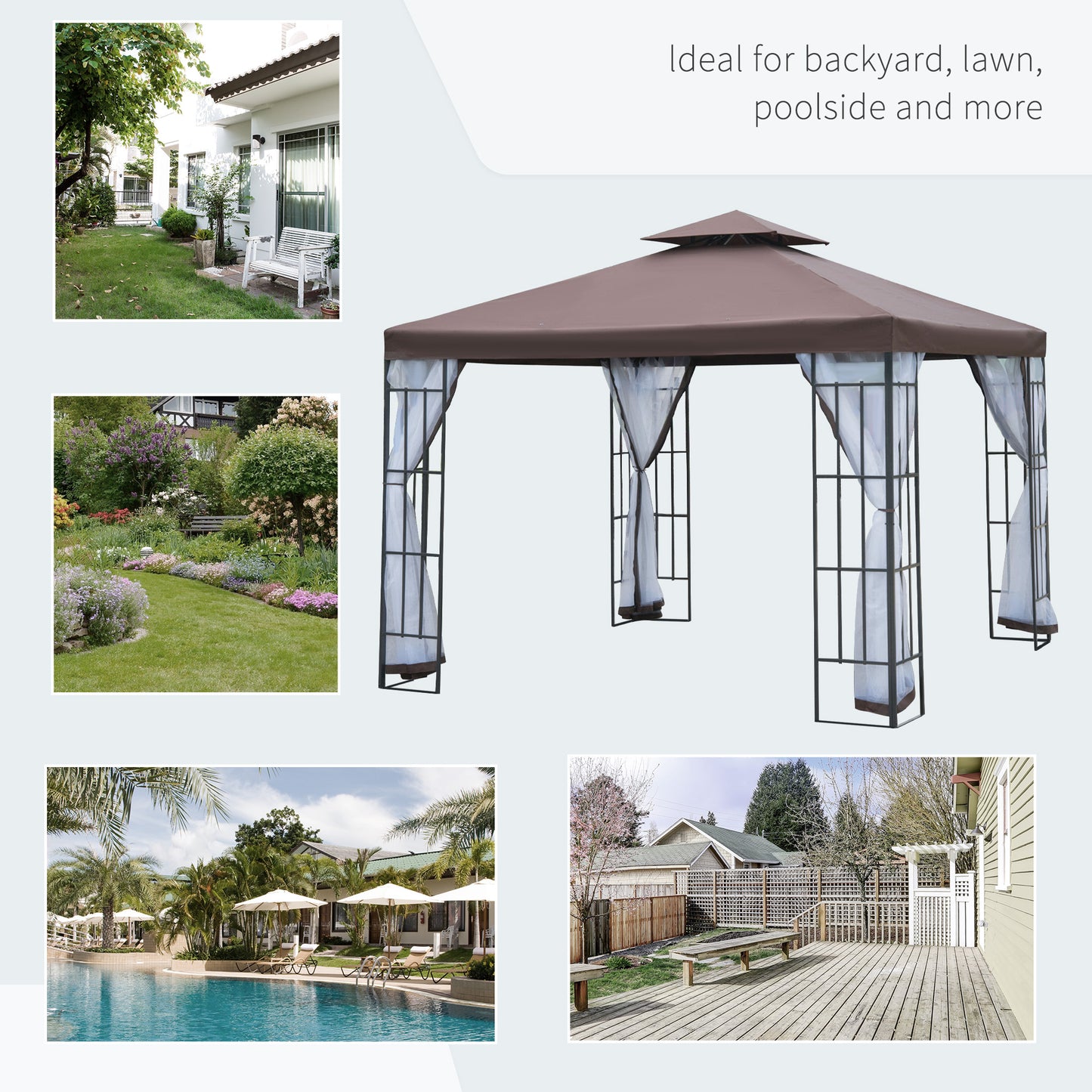 3 x 3(m) Patio Gazebo Canopy Garden Pavilion Tent Shelter