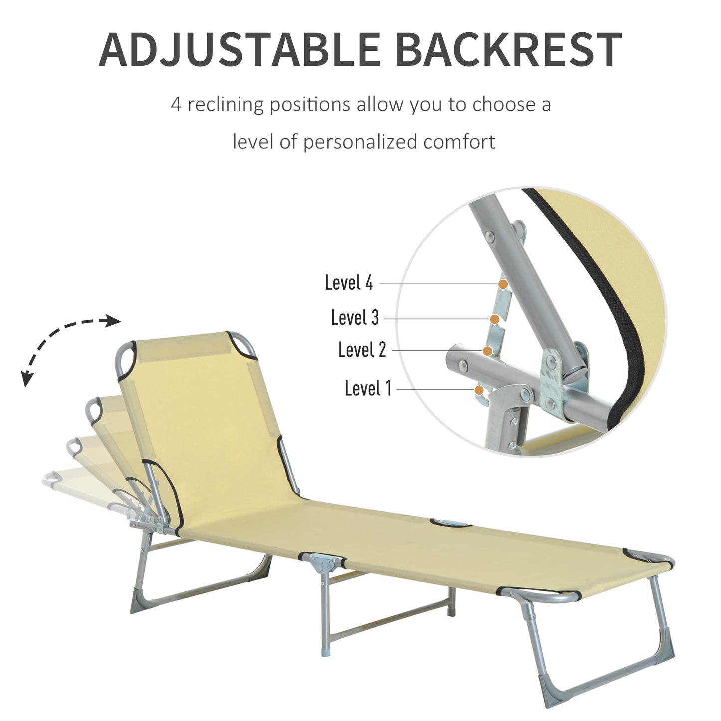 Reclining Sun Lounger Chair Folding Camping Bed