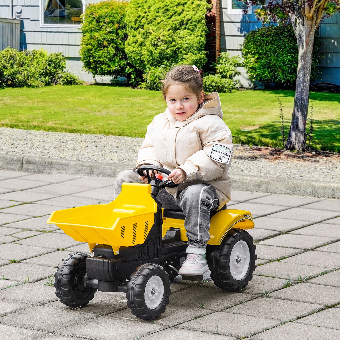 Kids Ride on Tractor No Power Pedal Go Kart