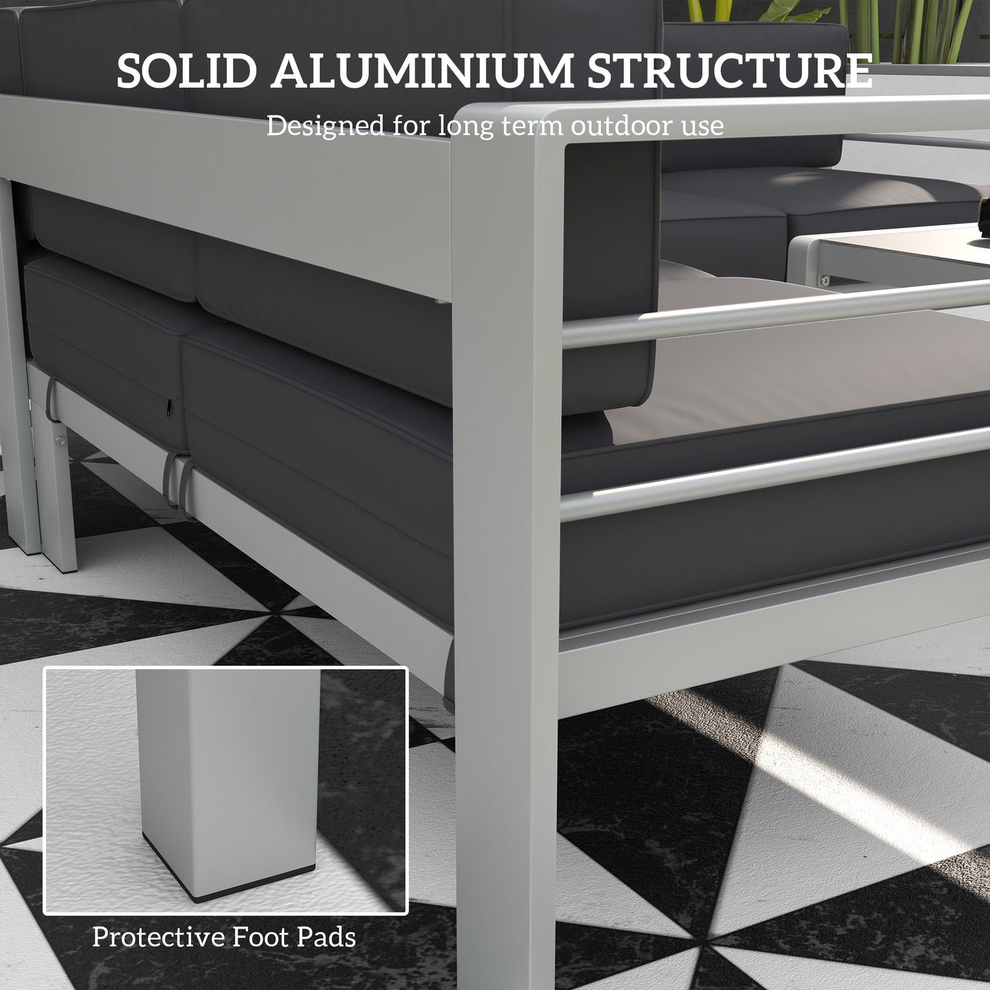 Five-Piece Aluminium Garden Sofa Set, with Glass-Top Table