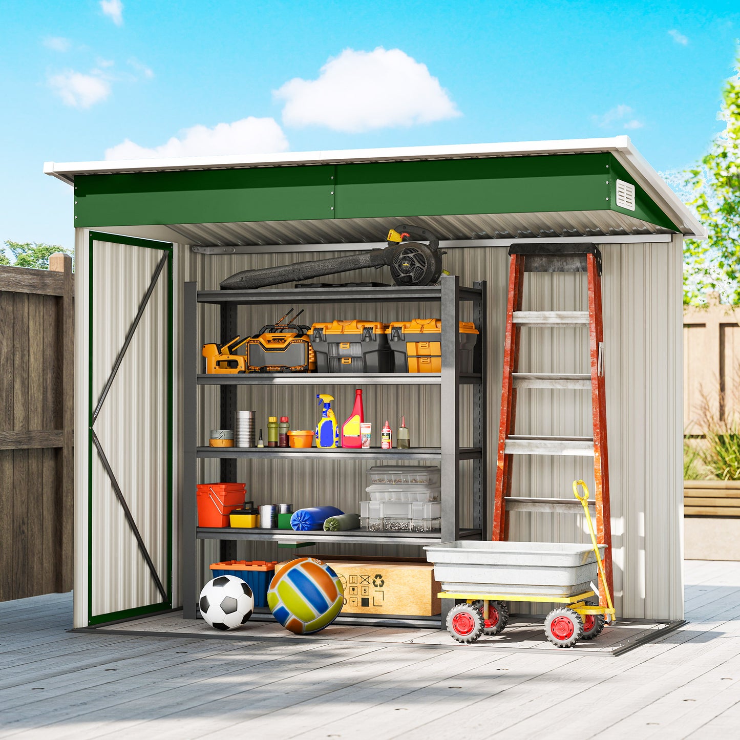 7.5 x 4.3ft Metal Garden Storage Shed