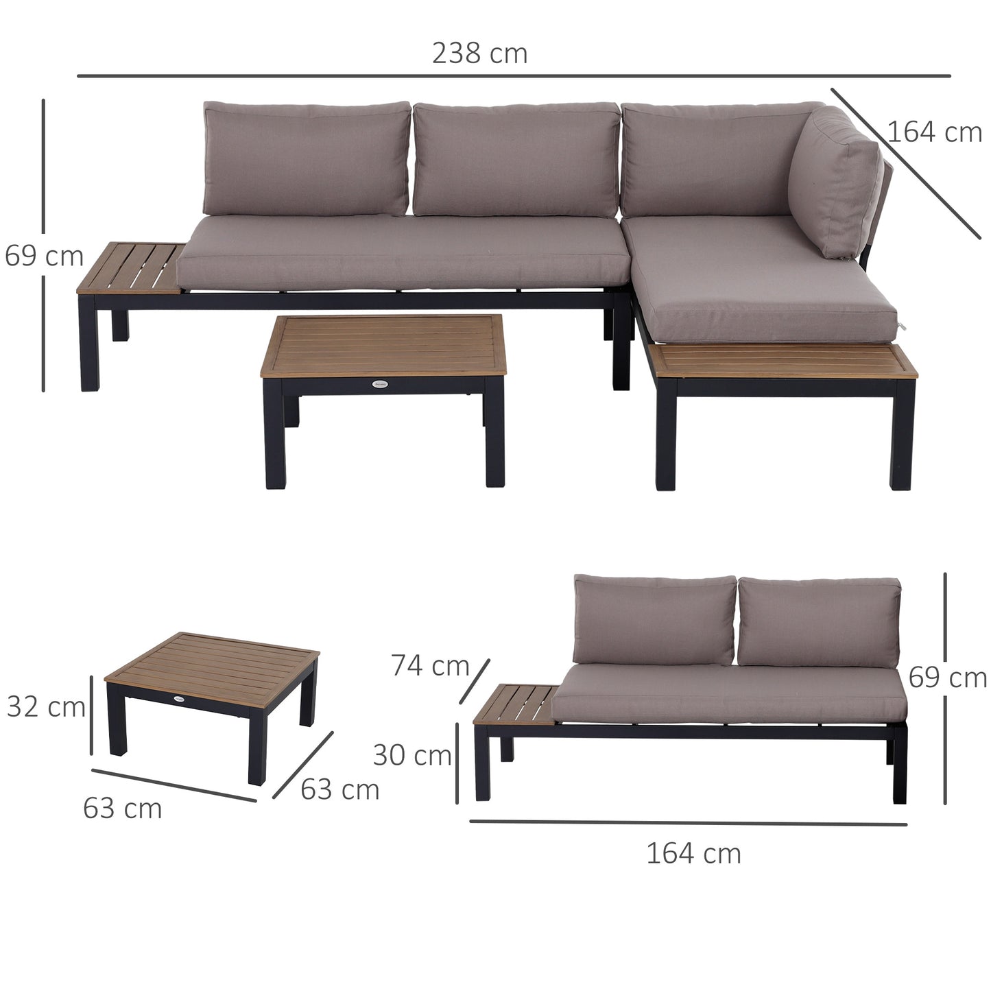 3 Pieces Garden Furniture Set