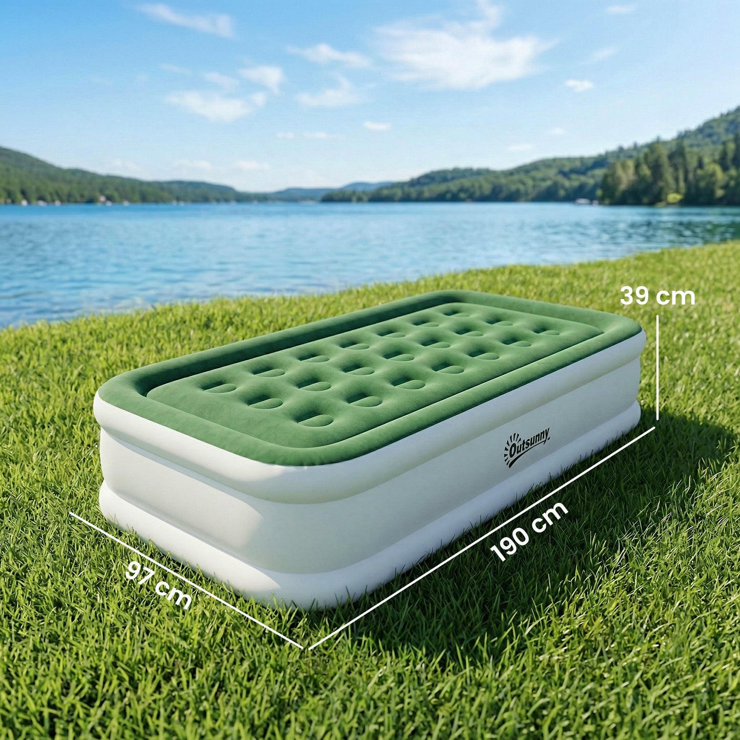 Inflatable Mattress, Single Air Bed with Built-in Electric Pump