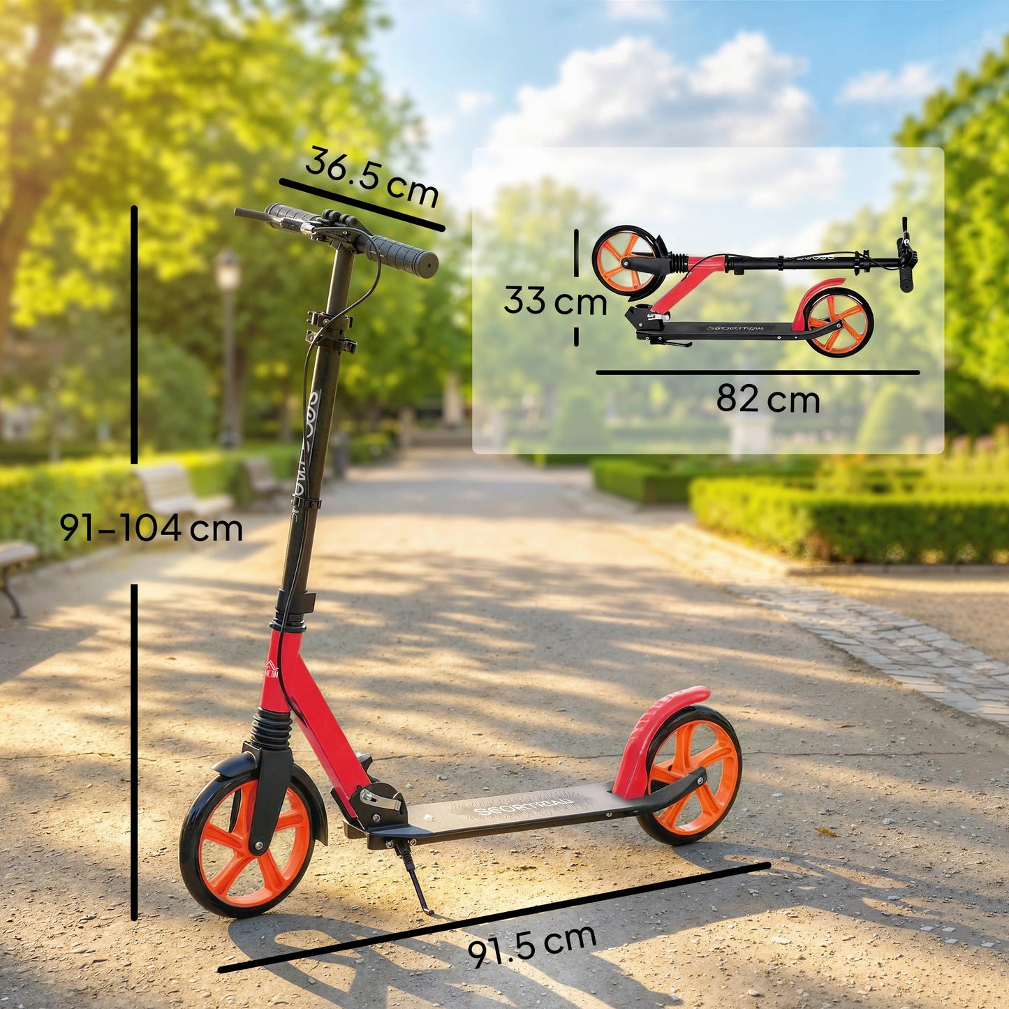 One-click Folding Kick Scooter for 14+ w/ Adjustable Handlebar (1)