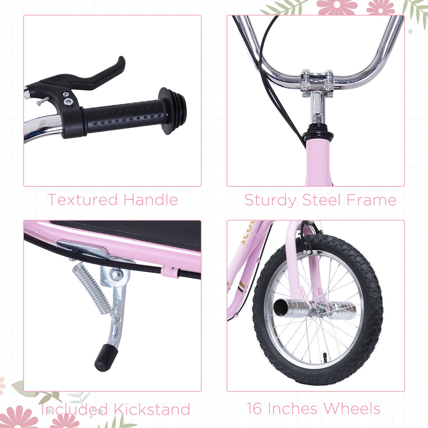 Stunt Scooter, Kids Scooter with 16" Big Wheels, Adjustable Height