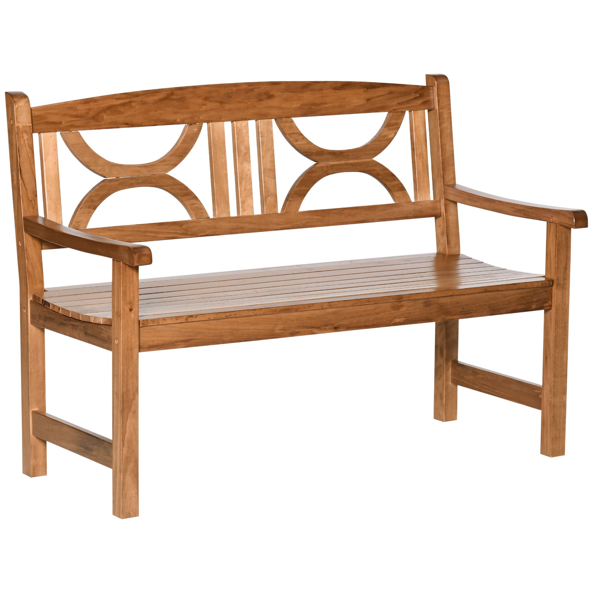2-Seater Wooden Garden Bench Outdoor Patio Loveseat for Yard, Lawn