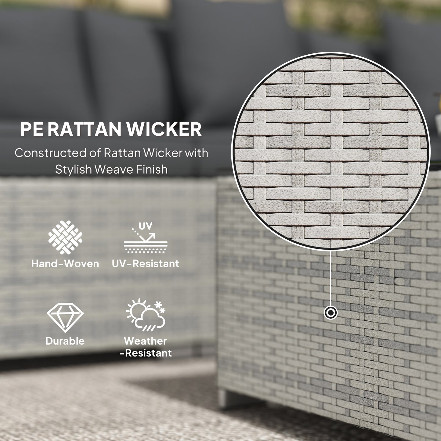 6 Pieces Rattan Corner Sofa Set