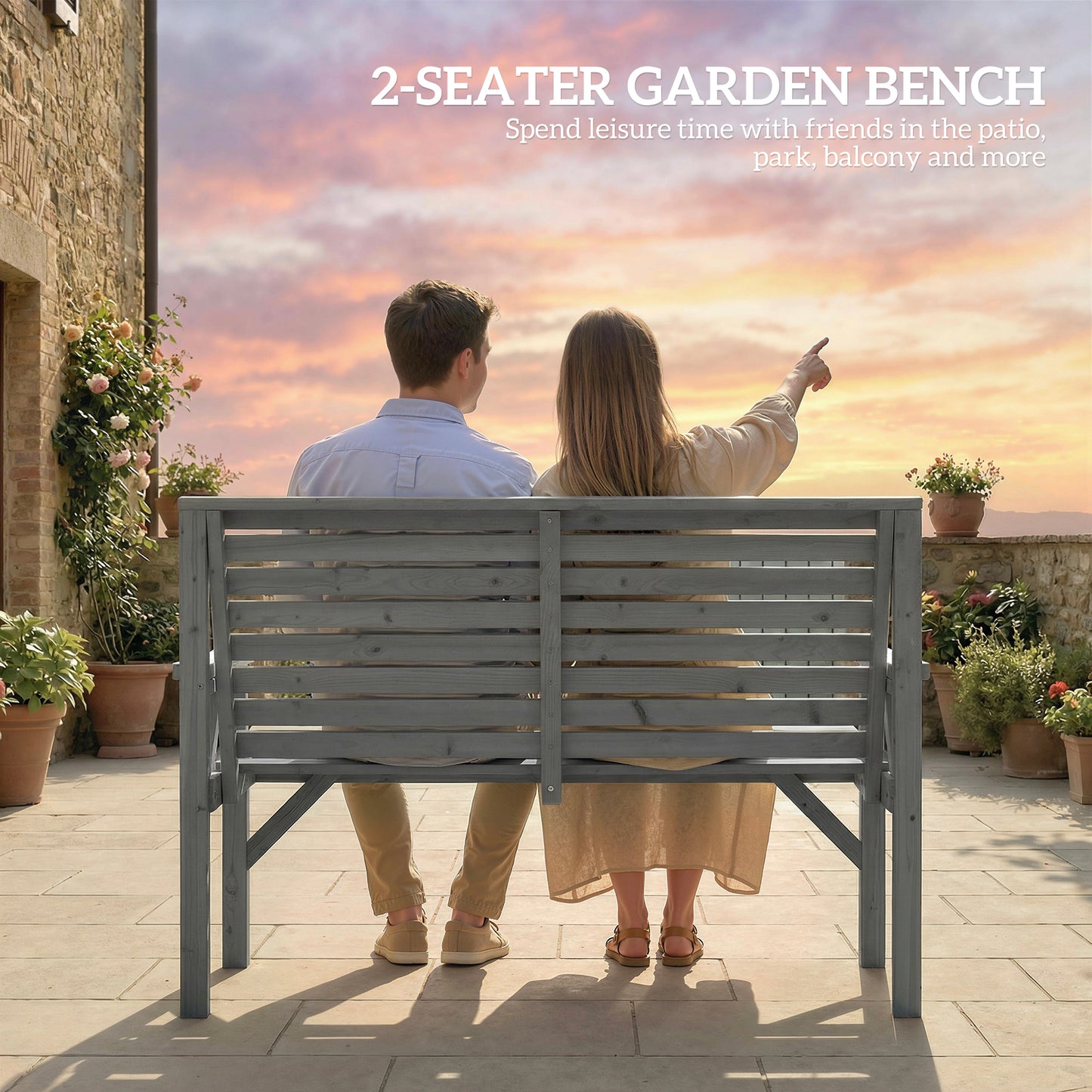 2 Seater Wooden Garden Bench