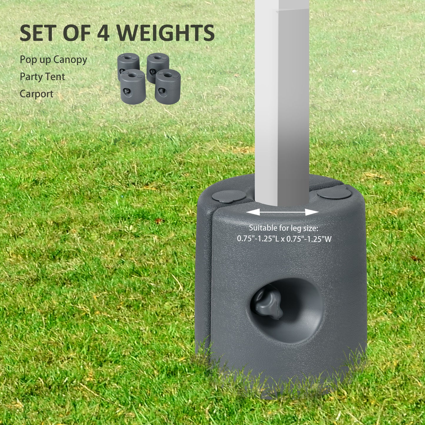 HDPE Tent Weights Set of 4, Canopy Weights, Fill with Water or Sand
