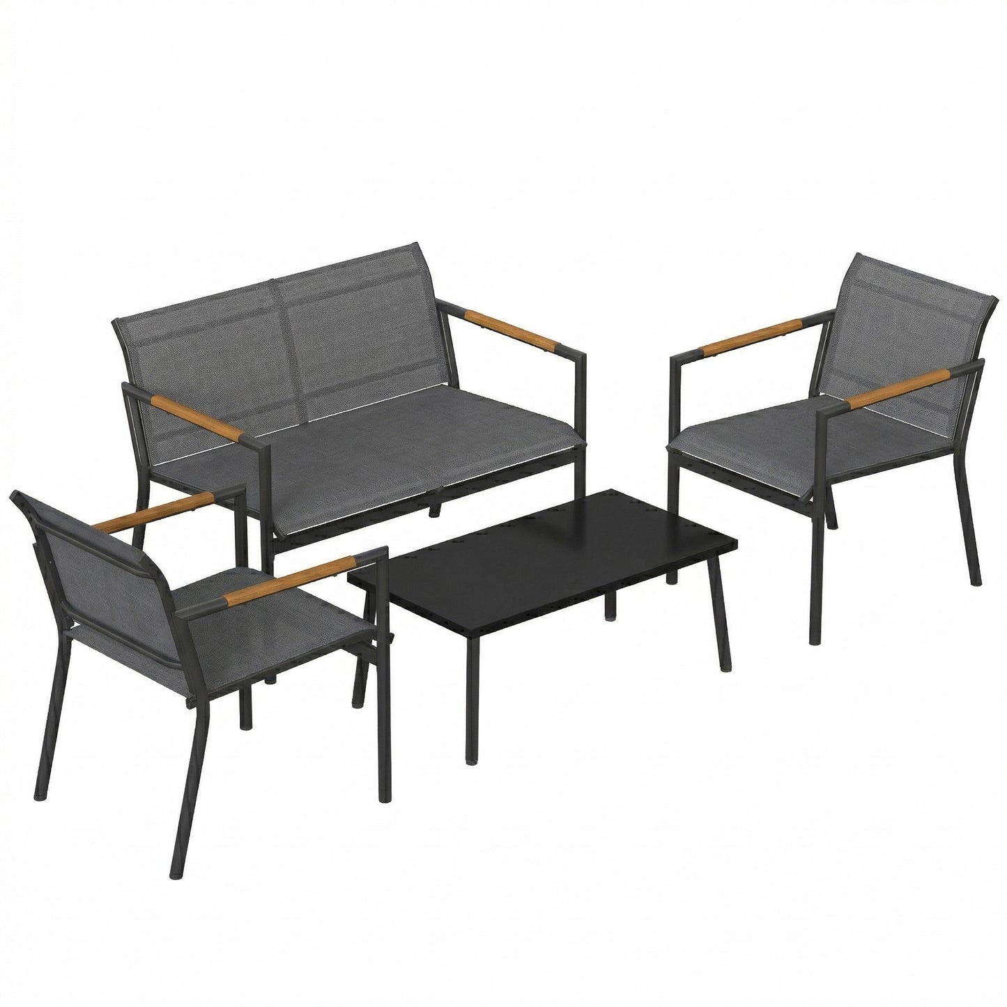 4 Seater Garden Furniture Set with Loveseat, Armchairs, Table