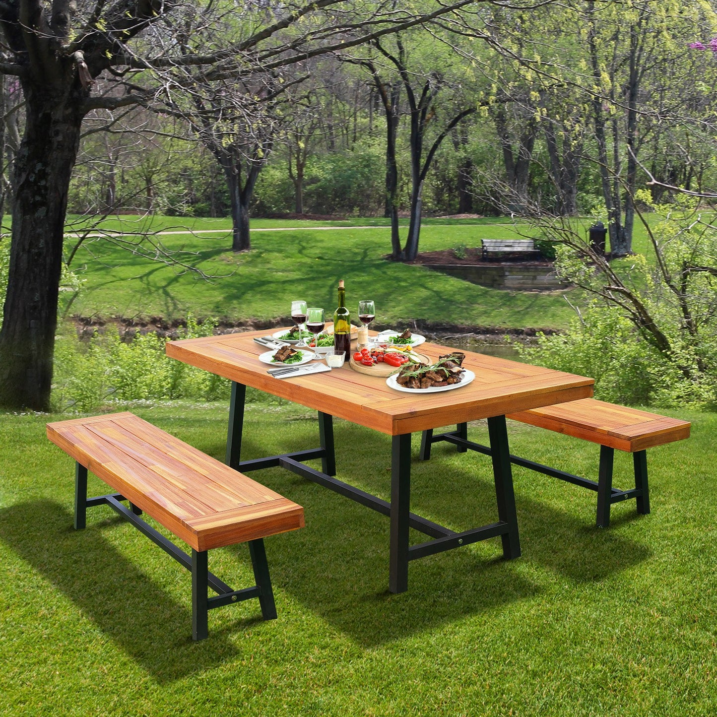 Garden 3 Pieces Acacia Wood Picnic Table