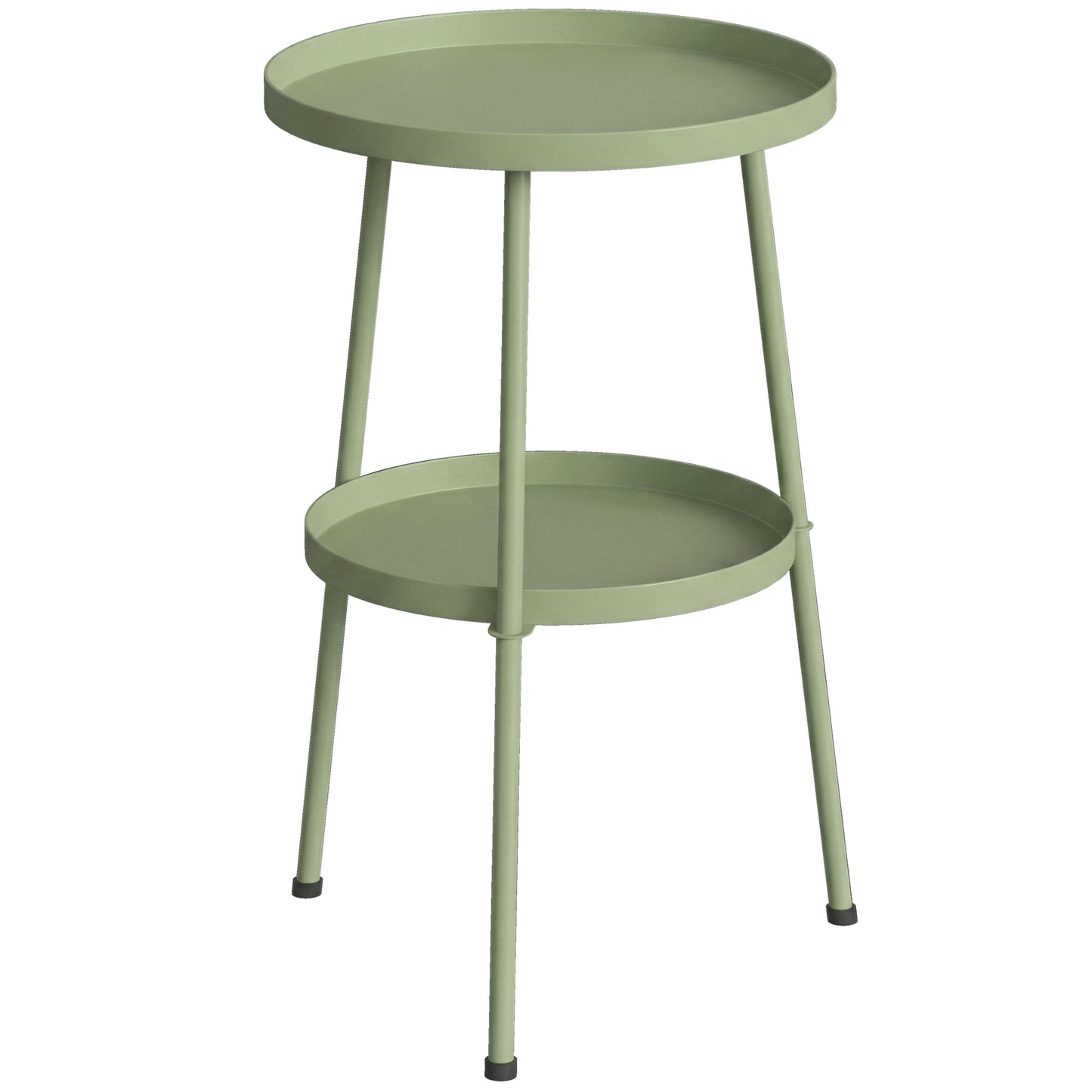 Patio Side Table, 2-Tier Round Coffee End Table